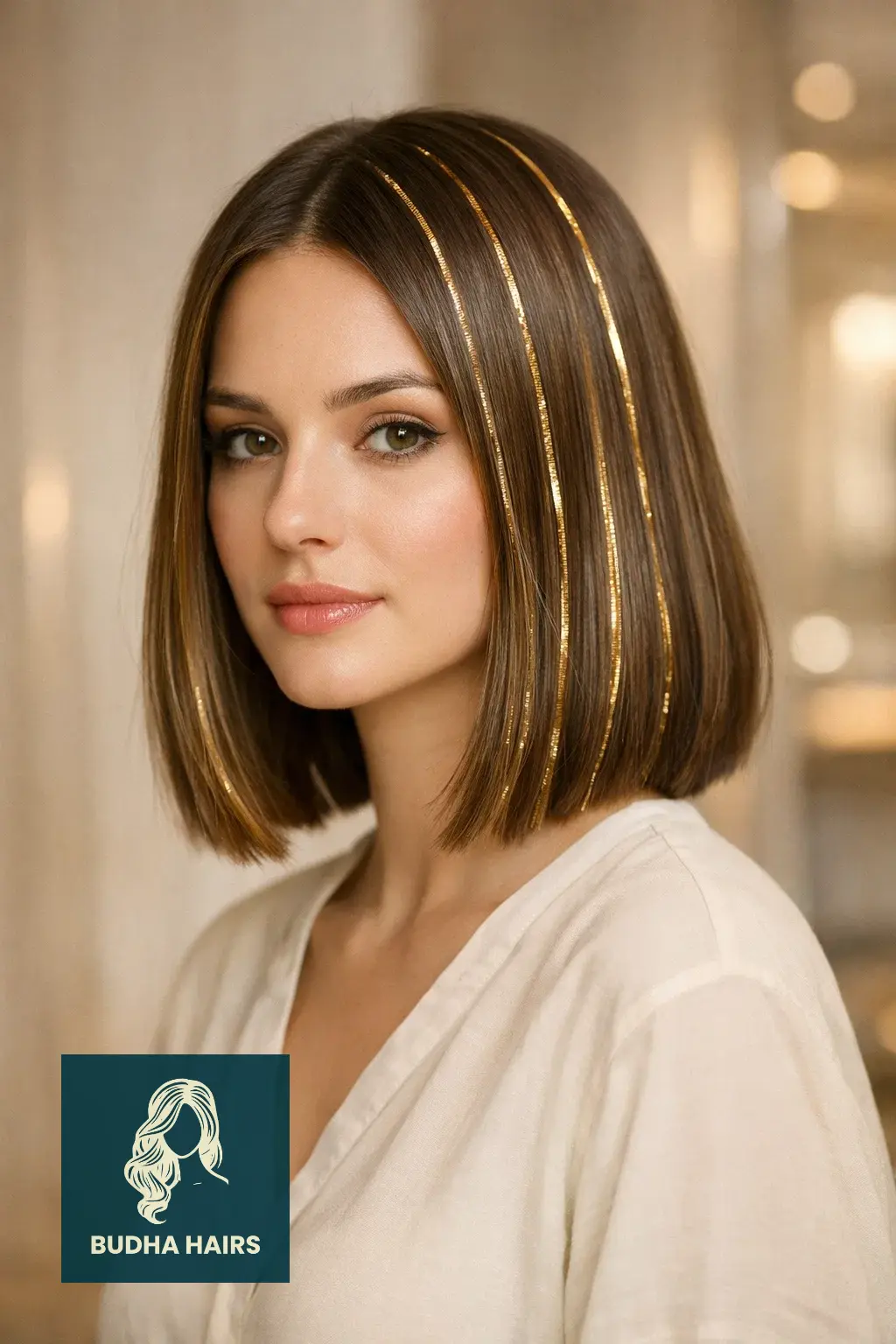 30 Cute Lob Hairstyles for Thin Hair 21 Straight Blunt Lob with Gilded Ribbons