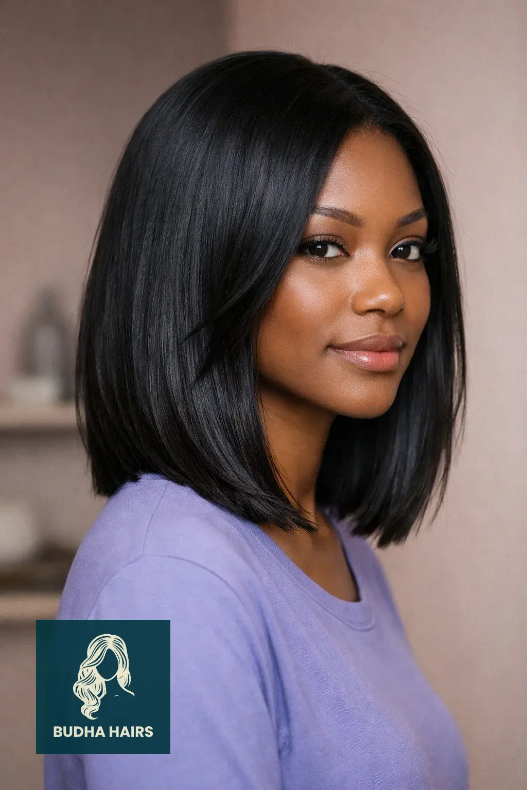 30 Straight Hairstyles for Black Women That Look Sleek 15 Straight Lob with Internal Layers
