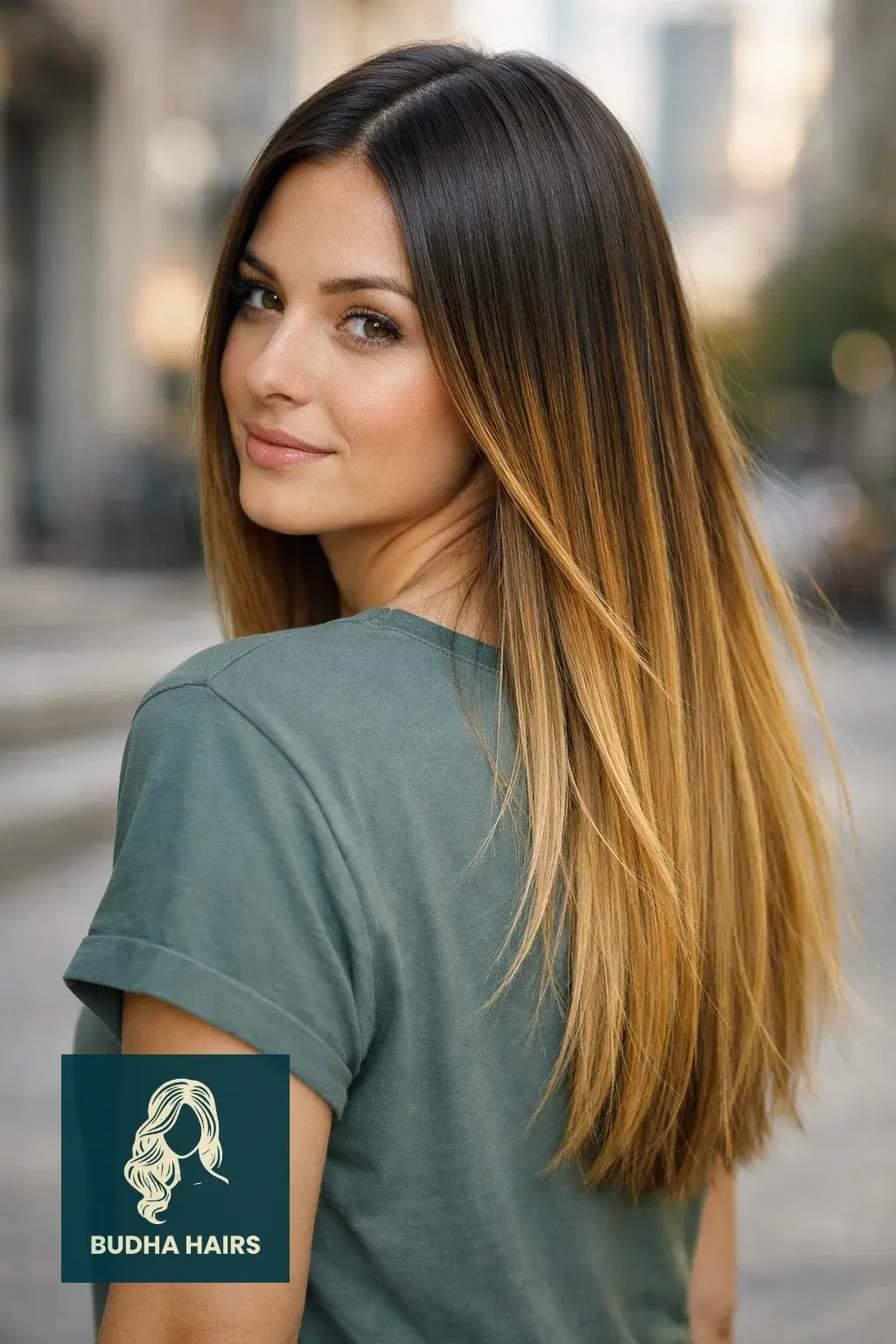 25 Must-Try Honey Blonde Balayage on Dark Hair Styles 19 Straight and Sleek High-Contrast