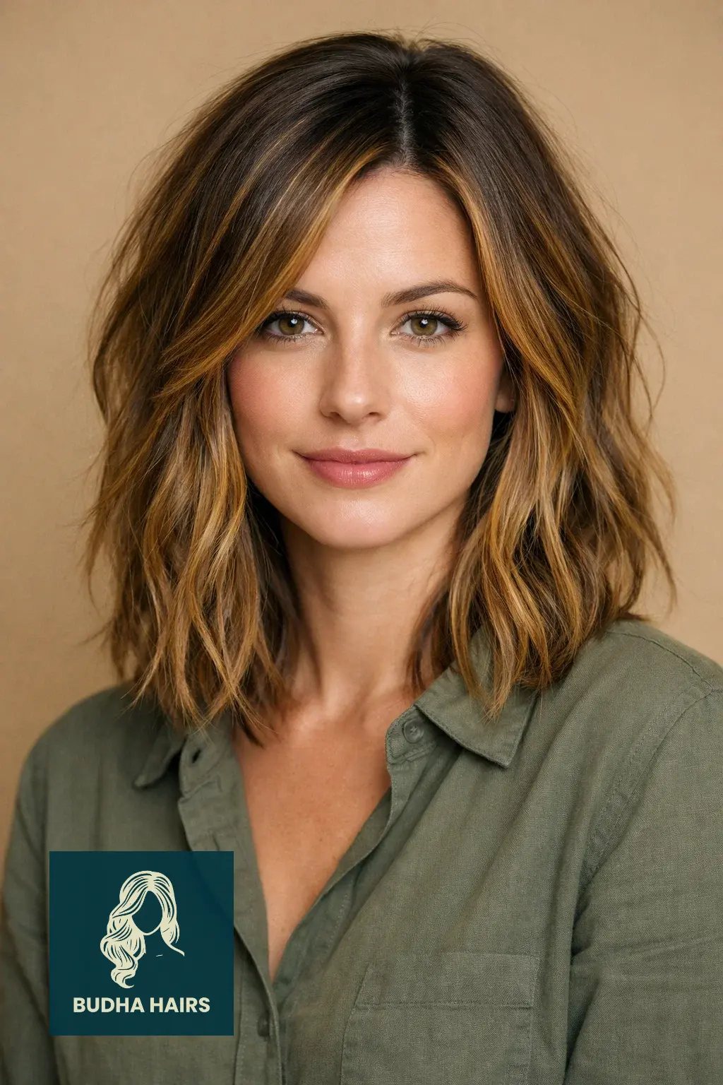 25 Must-Try Honey Blonde Balayage on Dark Hair Styles 4 Textured Lob with Honey Glaze