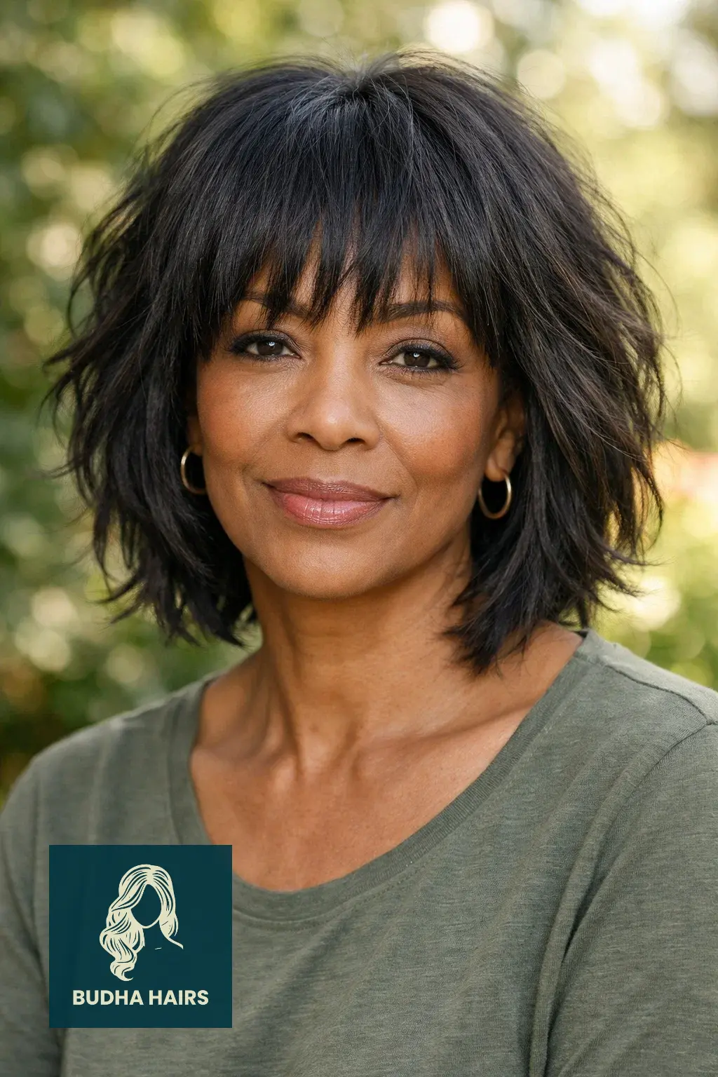25 Stunning Bob Hairstyles for Older Black Women to Refresh Your Look 21 Textured Shaggy Bob With Bangs