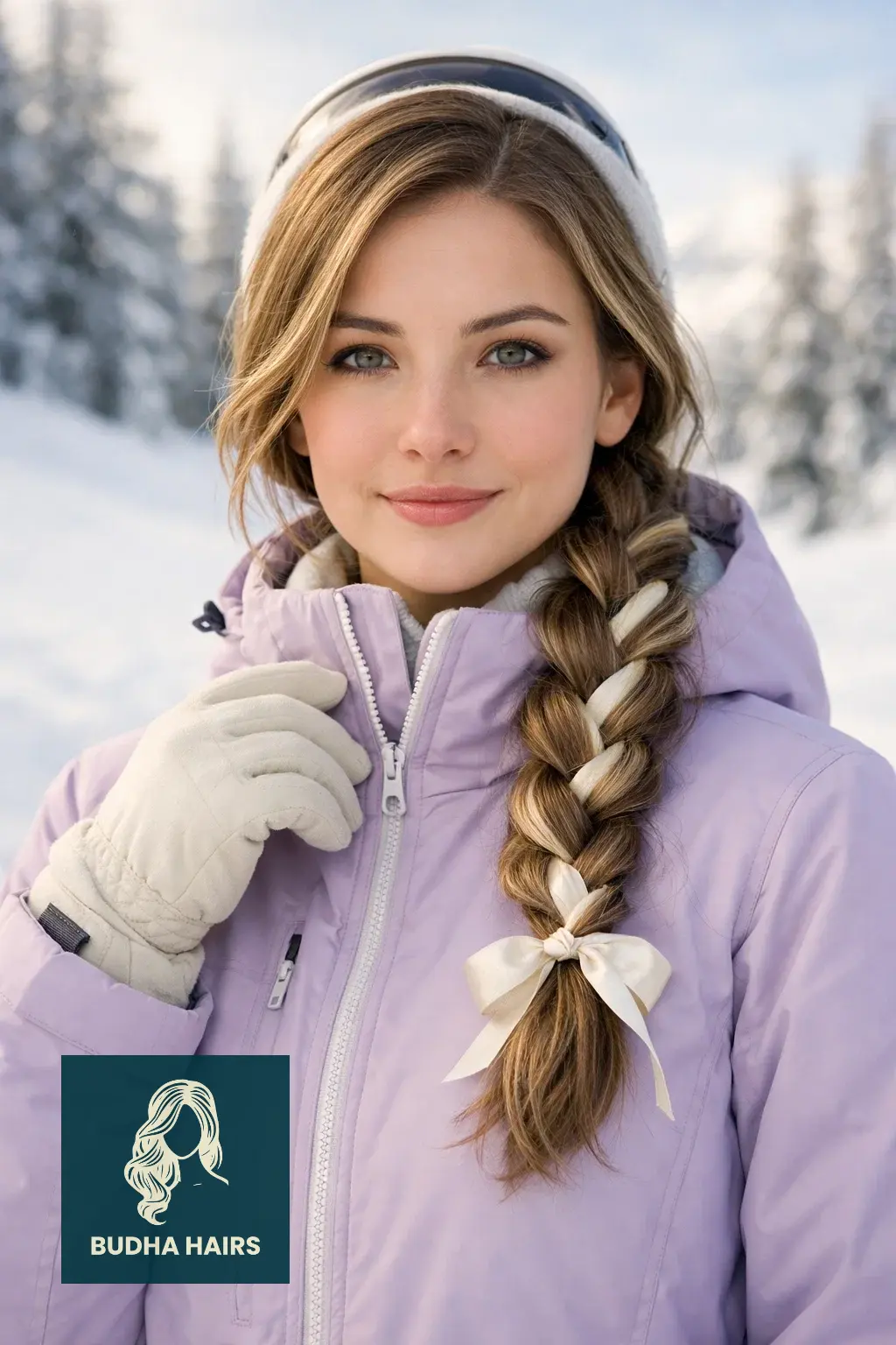 30 Best Skiing Hairstyles to Wear Under a Helmet for 2026 9 The "Ribbon-Intertwined" Side Braid
