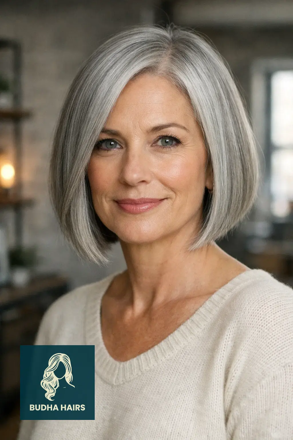 30 Short Hairstyles for Women Over 50 With Gray Hair That Look Chic 5 The "Sleek Silver" A-Line Bob