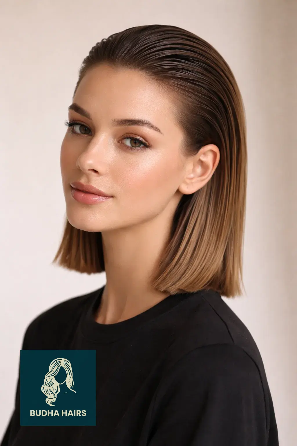 30 Straight Hairstyles That Look Sleek and Stylish 6 The "Slicked-Back" Straight Lob