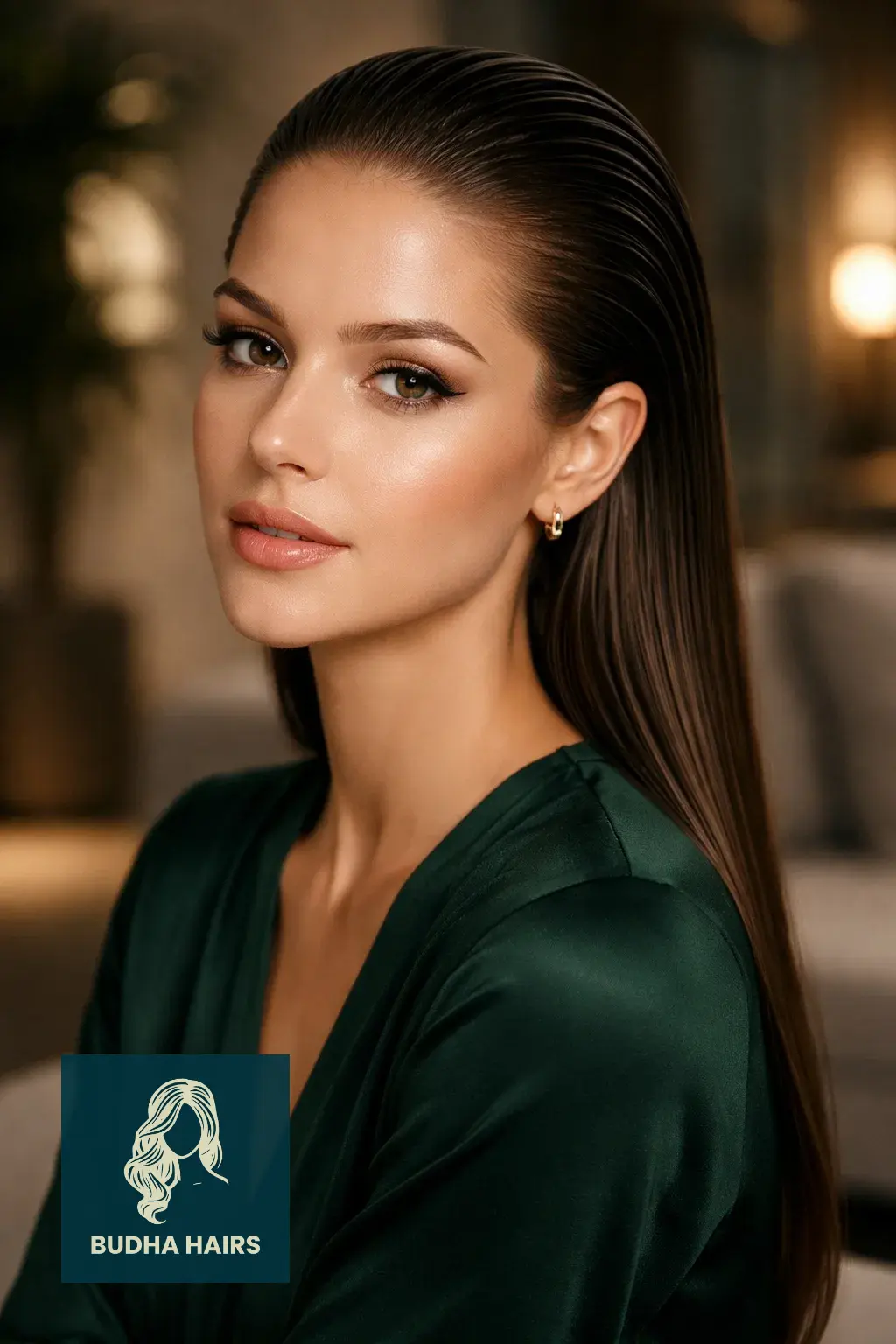 30 Straight Hairstyles That Look Sleek and Stylish 26 The "Slicked" Straight Evening Look