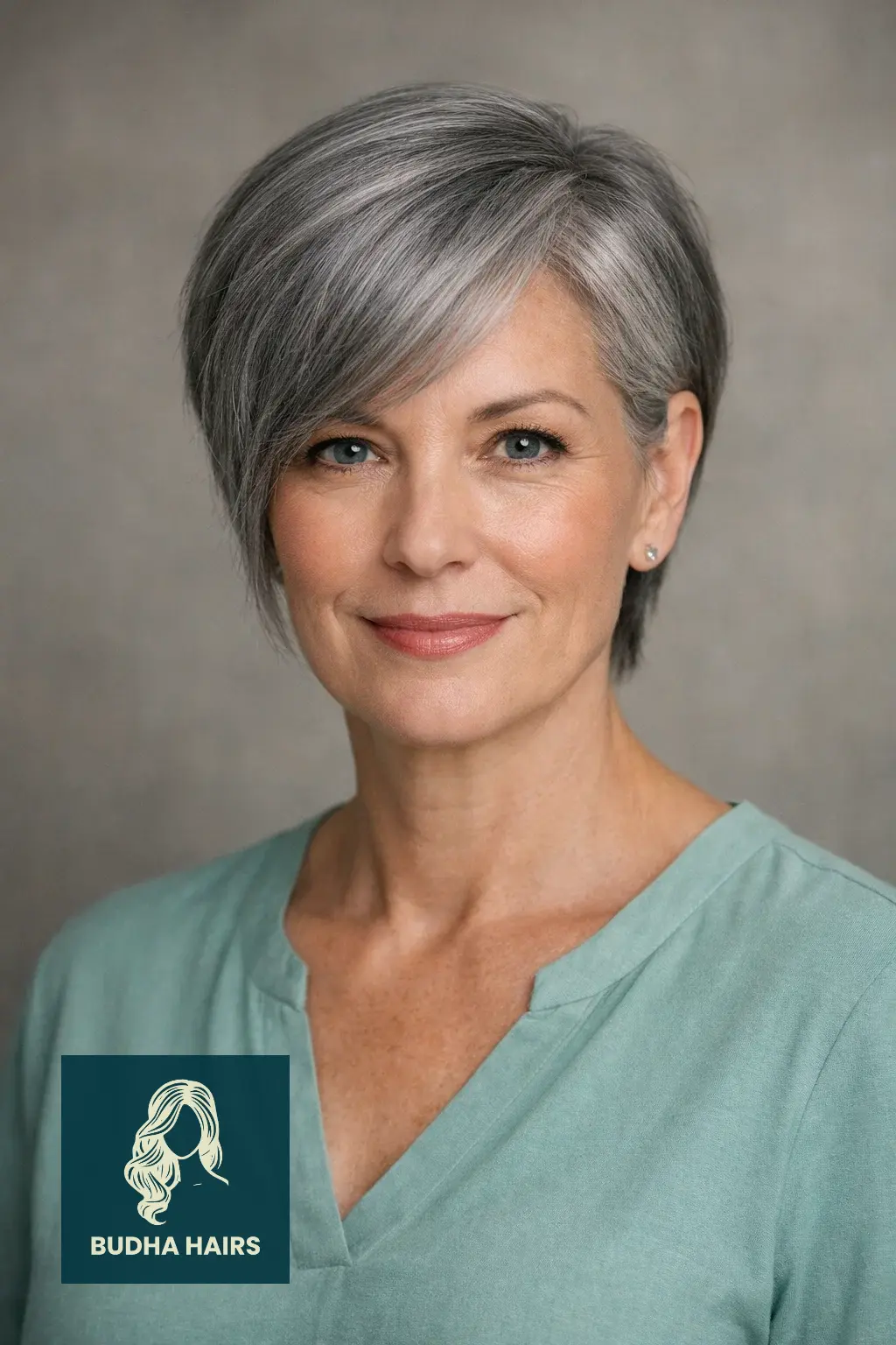 30 Short Hairstyles for Women Over 50 With Gray Hair That Look Chic 25 The "Tucked" Asymmetrical Pixie