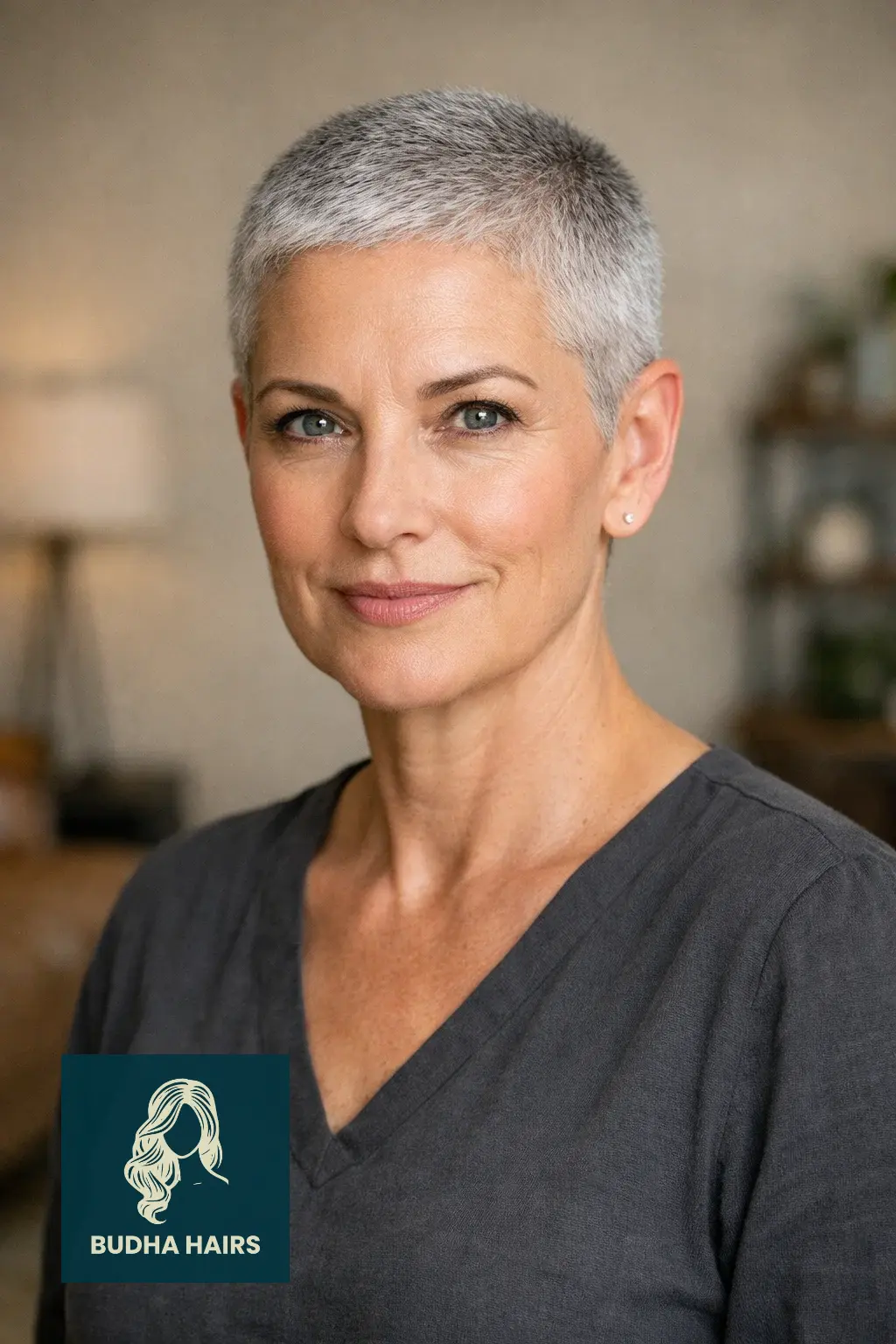 30 Short Hairstyles for Women Over 50 With Gray Hair That Look Chic 30 The "Ultra-Short" Silver Buzz