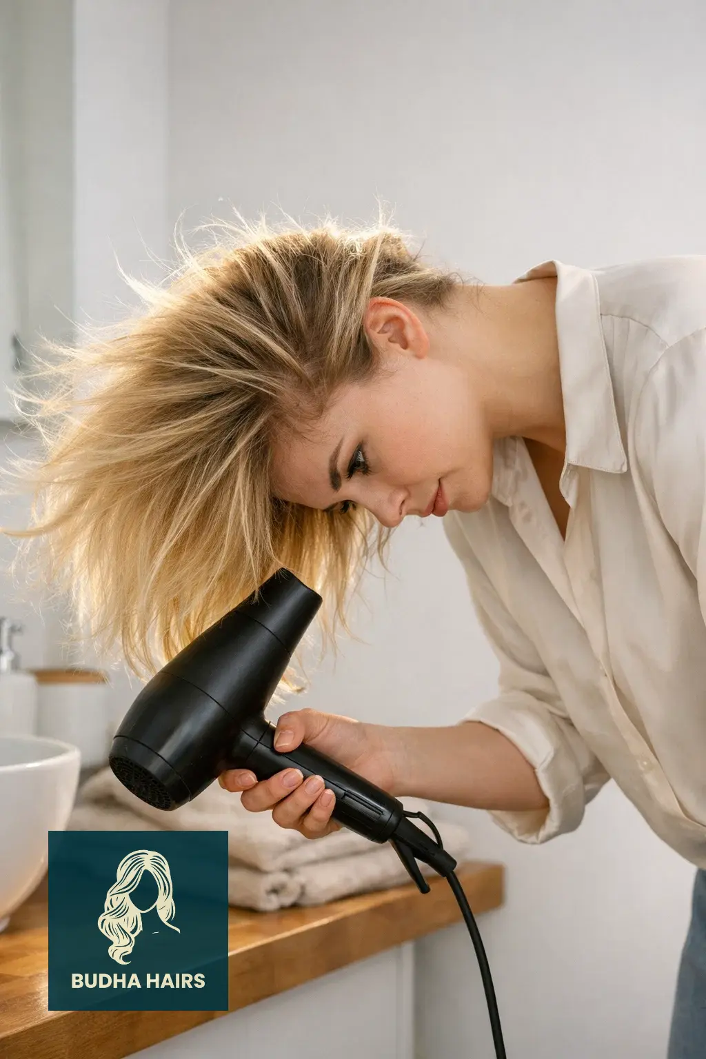How to Blow Dry Thin Fine Hair for Volume: The Ultimate Lift Guide 2 The "Upside Down" Rough Dry