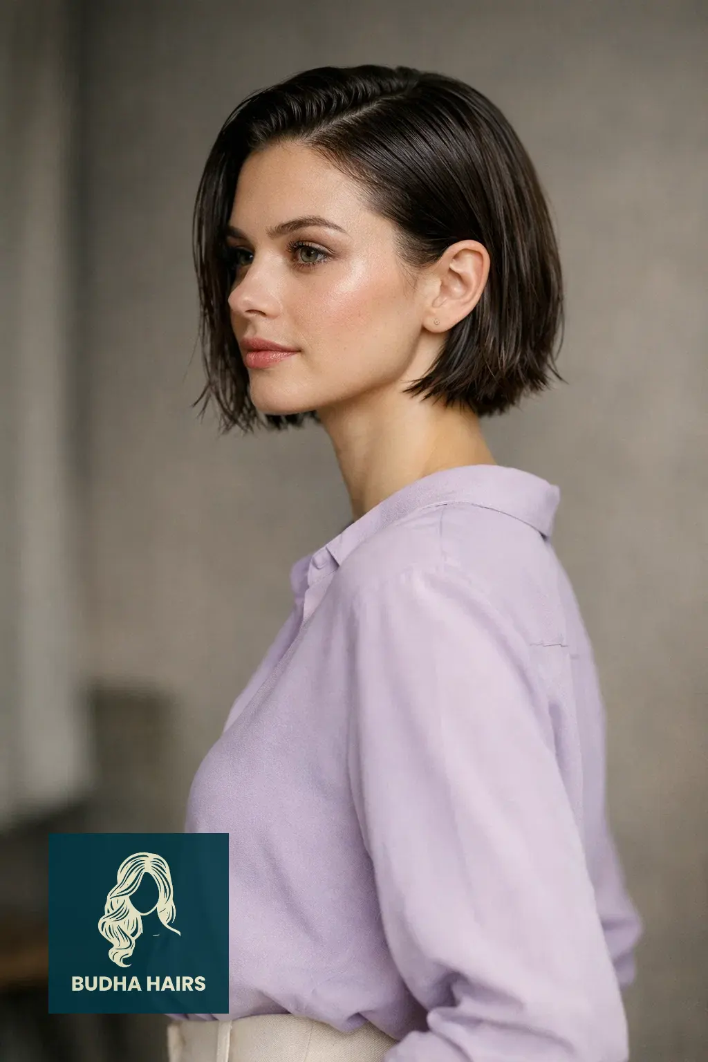 30 Best Bob Hairstyles for Round Face: Slimming Ideas 2026 27 The Wet Look Tucked Bob