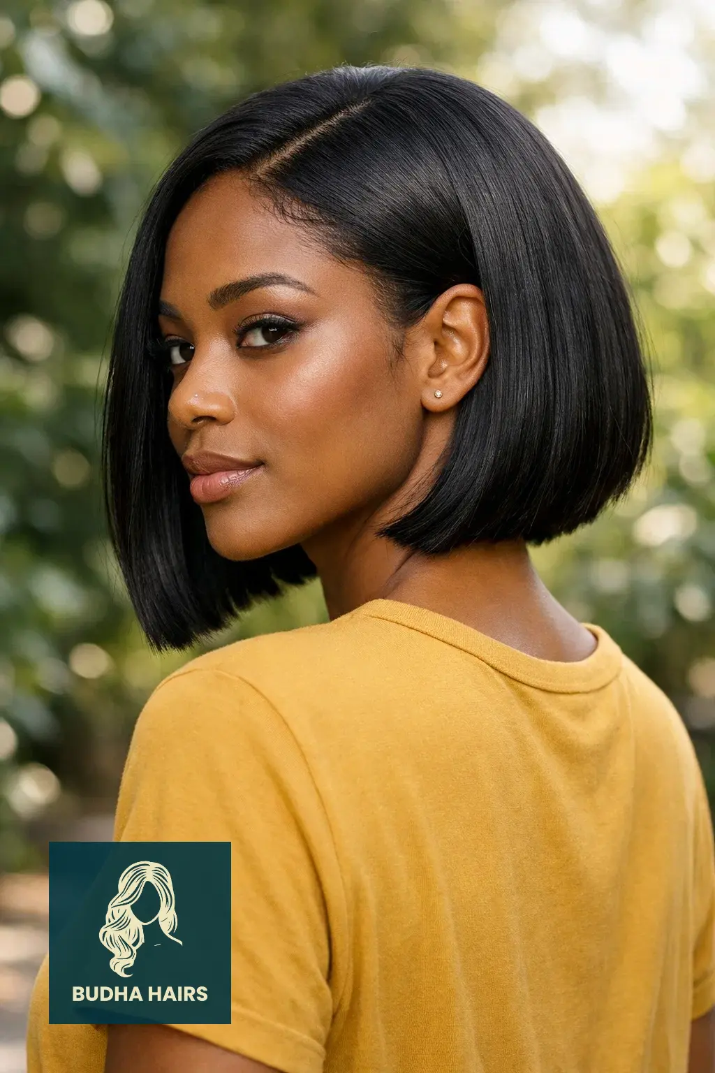30 Straight Hairstyles for Black Women That Look Sleek 12 Tucked-Behind-the-Ear Sleek Bob