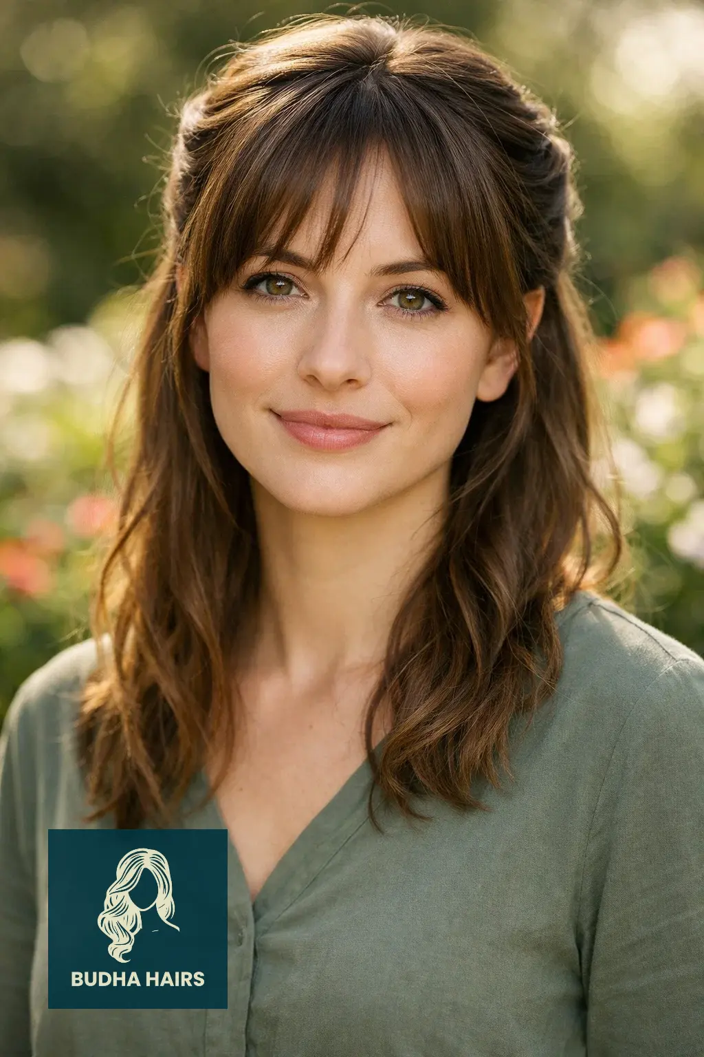 30 Elegant Hairstyles with Bangs: Stunning Formal Looks for 2026 13 Twisted Half-Up with Curtain Bangs