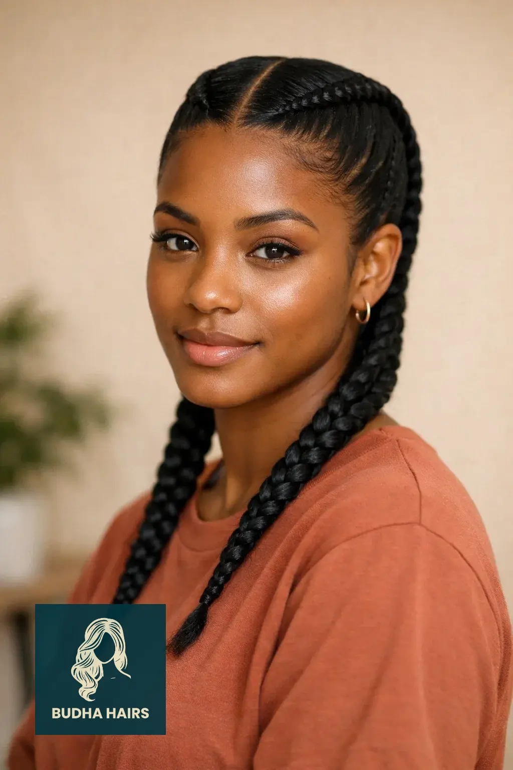 Middle Part Hairstyles for Black Women: 30 Best Trendy Styles 26 Two Feed-in Cornrows with a Middle Part