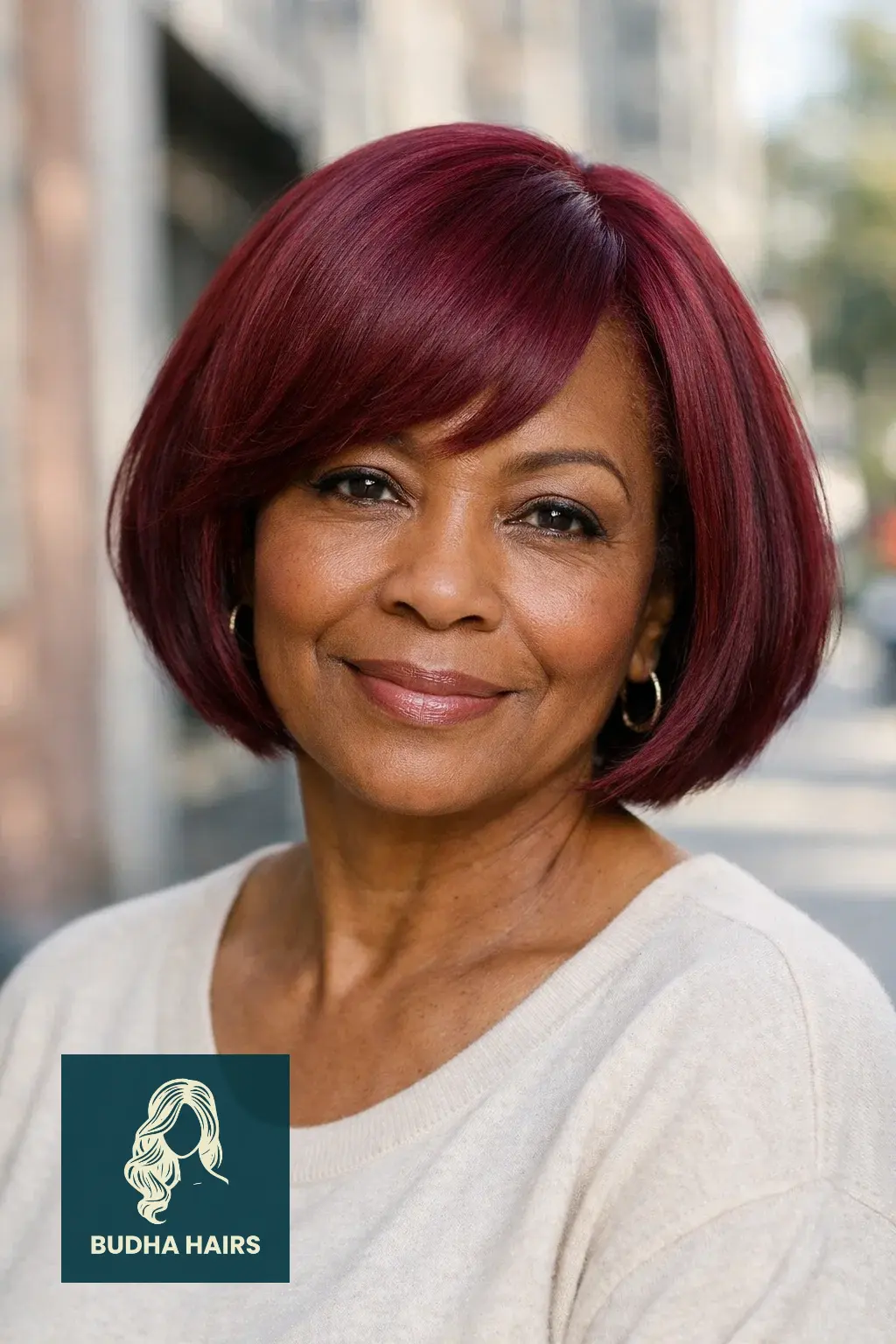 25 Stunning Bob Hairstyles for Older Black Women to Refresh Your Look 18 Vibrant Burgundy Bob For Flair