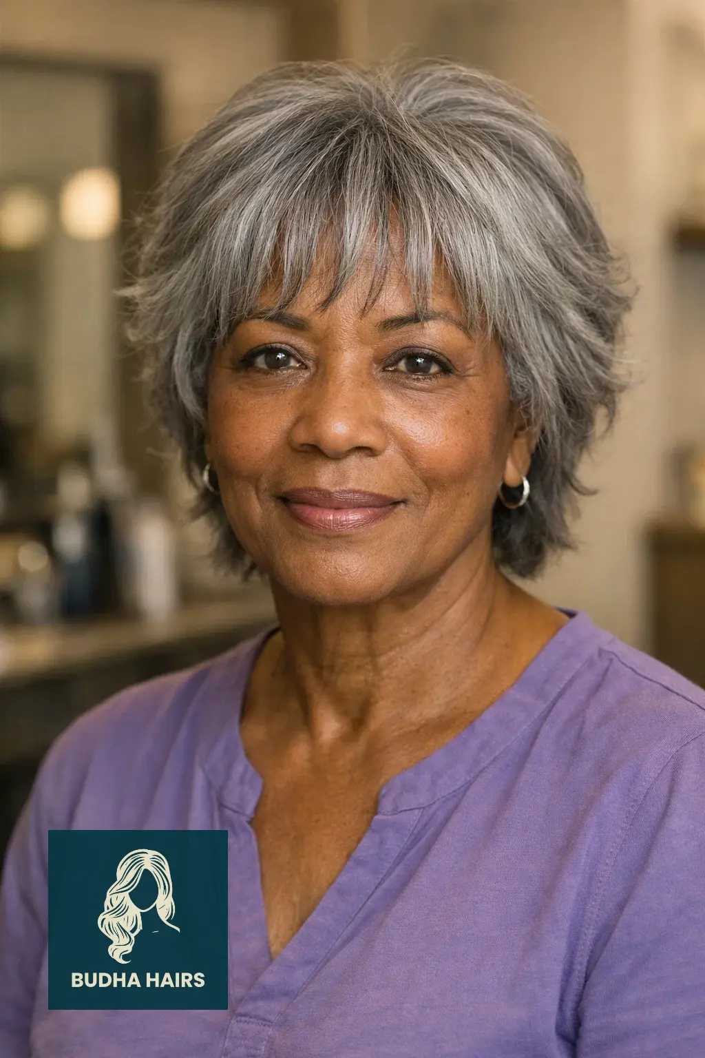 30 Stunning Hairstyles for Older Black Women with Gray Hair You’ll Love 11 Wispy Bangs with Short Layers
