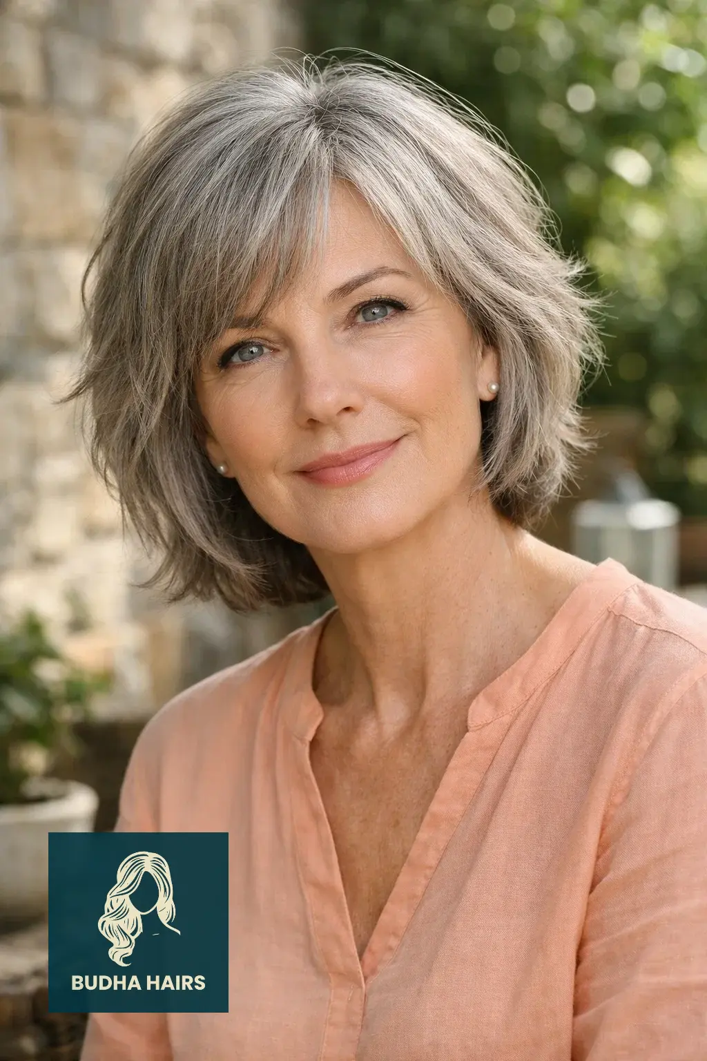 30 Short Hairstyles for Women Over 50 With Gray Hair That Look Chic 14 Wispy Gray "Feathered" Bob
