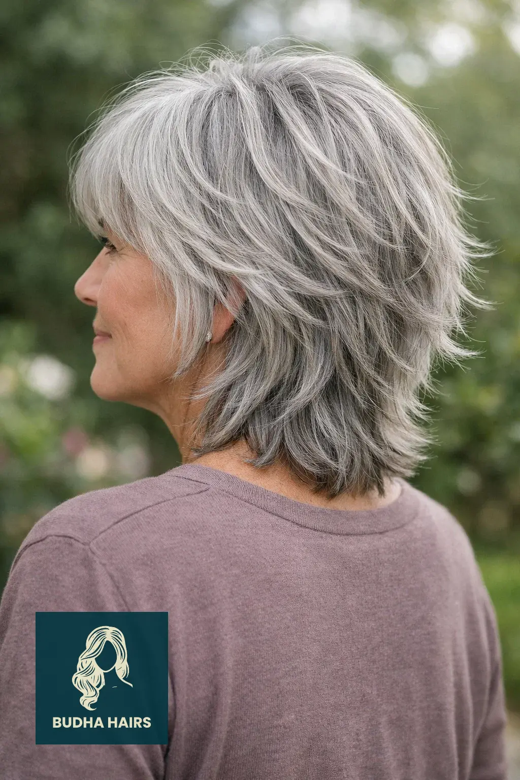 30 Short Hairstyles for Women Over 50 With Gray Hair That Look Chic 4 Wispy Gray Shag with Curtain Bangs