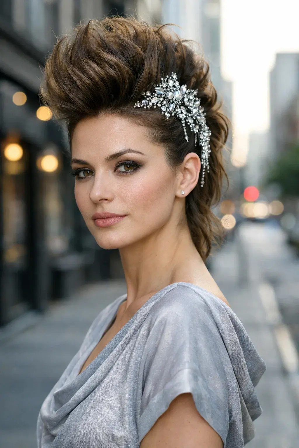40 Best Princess Hairstyles: Majestic, Elegant & Royal Looks 34 Bejeweled Faux-Hawk Updo