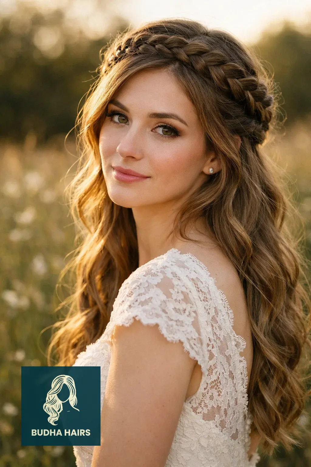30 Wedding Hairstyles for Long Hair That Turn Heads 6 Bohemian Crown Braid with Loose Waves