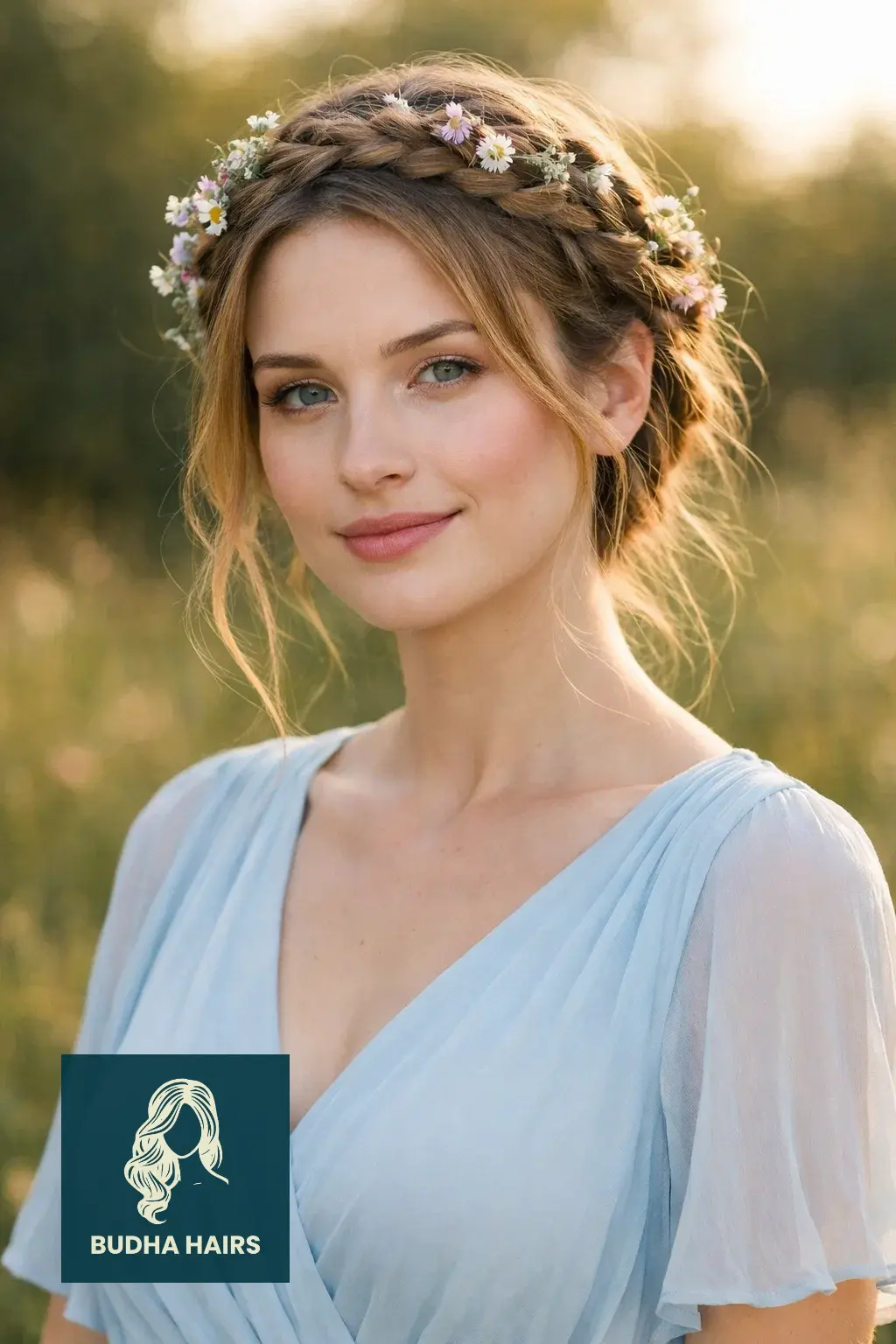 40 Timeless Wedding Guest Hairstyles That Never Go Out of Style 4 Bohemian Floral Crown Braid