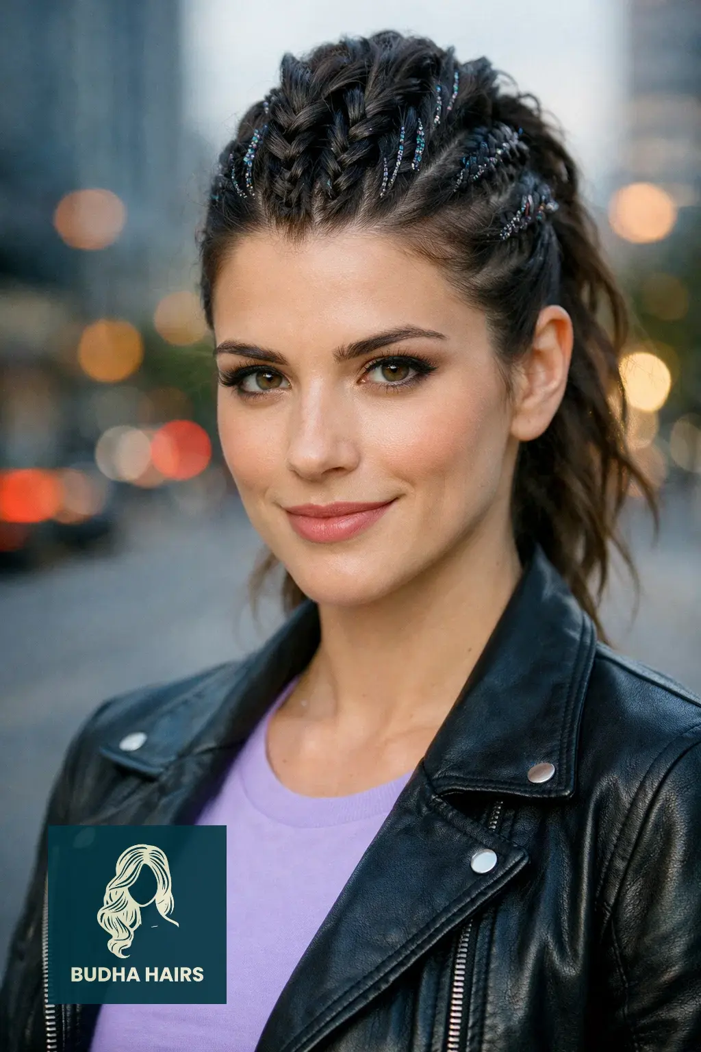 40 Timeless Wedding Guest Hairstyles That Never Go Out of Style 18 Braided "Faux-Hawk" with Shimmering Tinsel