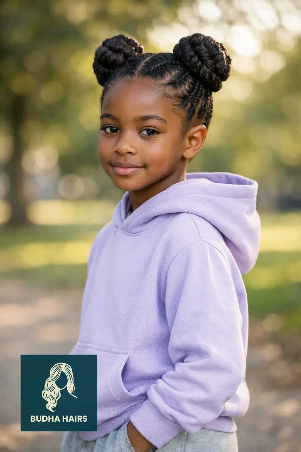 30 Adorable Braid Hairstyles for Kids You Will Love 17 Braided Space Buns