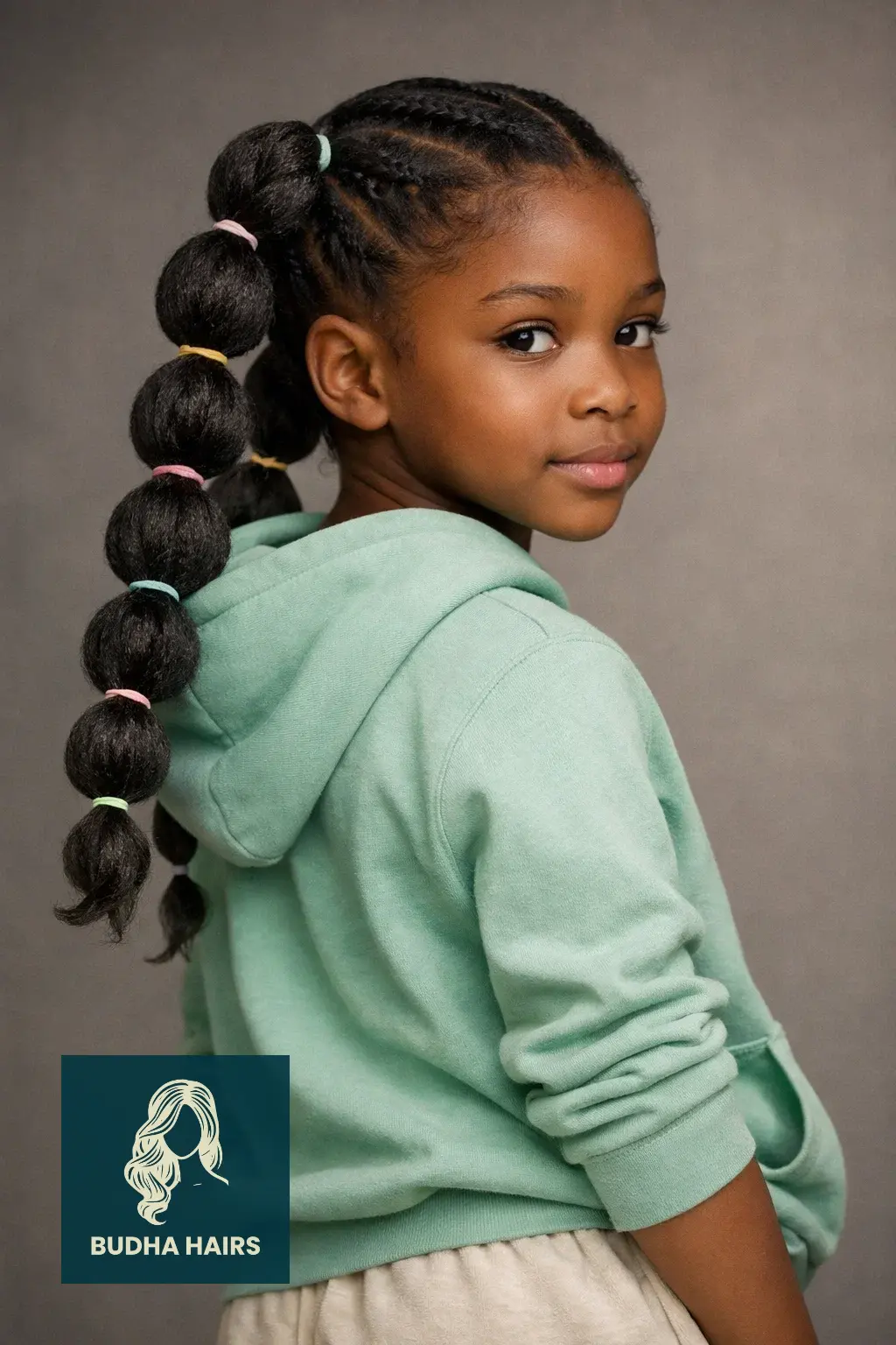 30 Adorable Braid Hairstyles for Kids You Will Love 3 Bubble Braids with a Twist