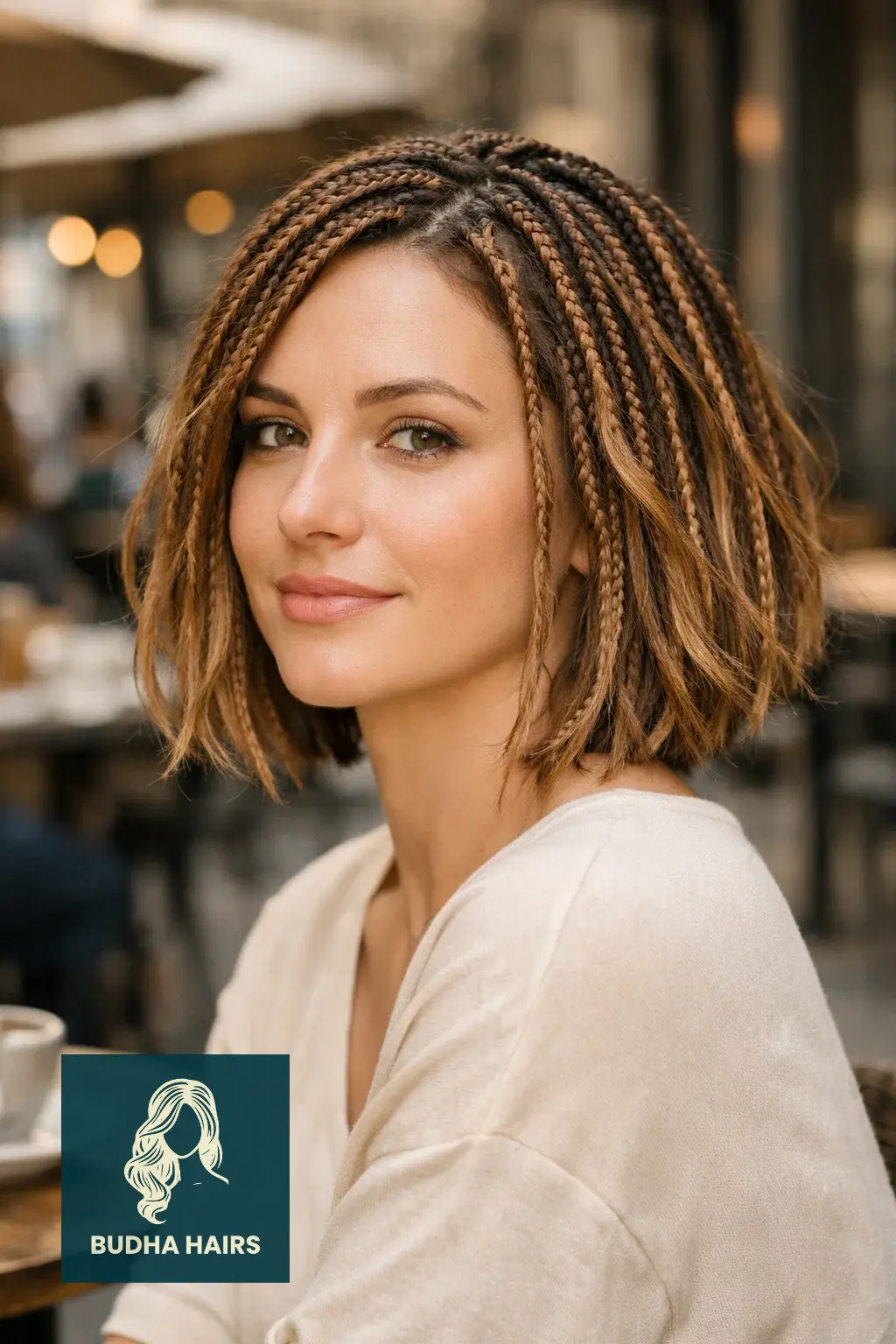 35 Stylish Boho Bob Knotless Braids for Fresh Looks 14 Caramel Latte Balayage Braids