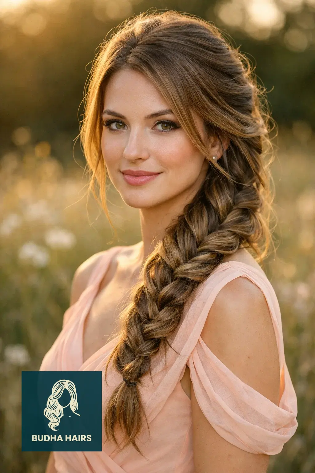 30 Bridesmaid Hairstyles That Blend Elegance with Modern Style 2 Cascading Bohemian Side Braid