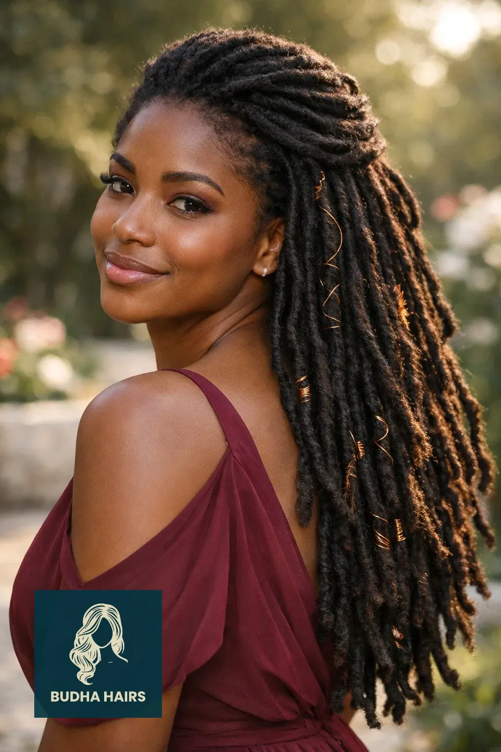40 Best Engagement Hairstyles for a Romantic, Radiant Look 34 Cascading Locs with Copper Wire Accents