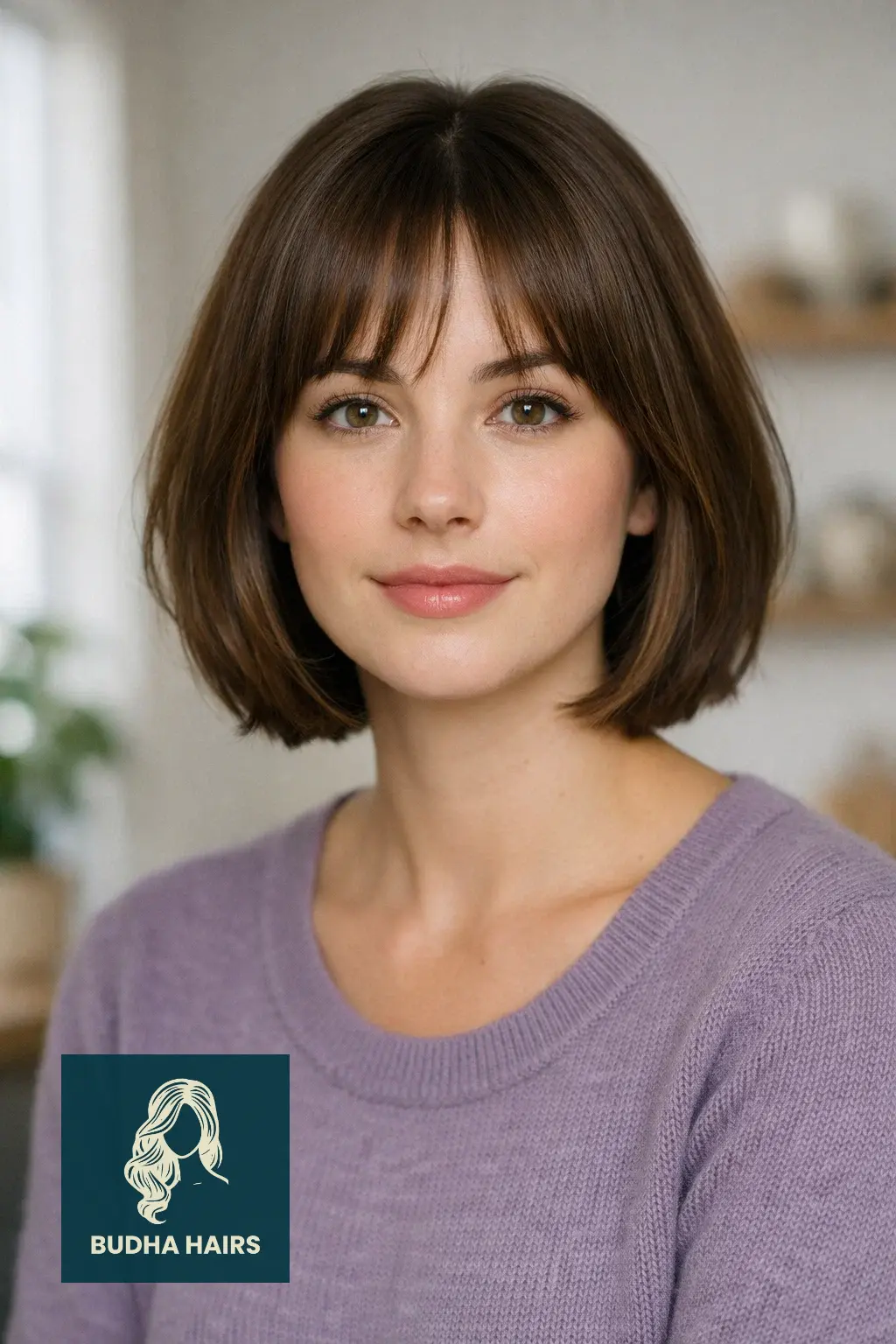 40 Short Haircuts for Round Faces For Women That Flatter Instantly 5 Chin-Length Bob with Curtain Bangs