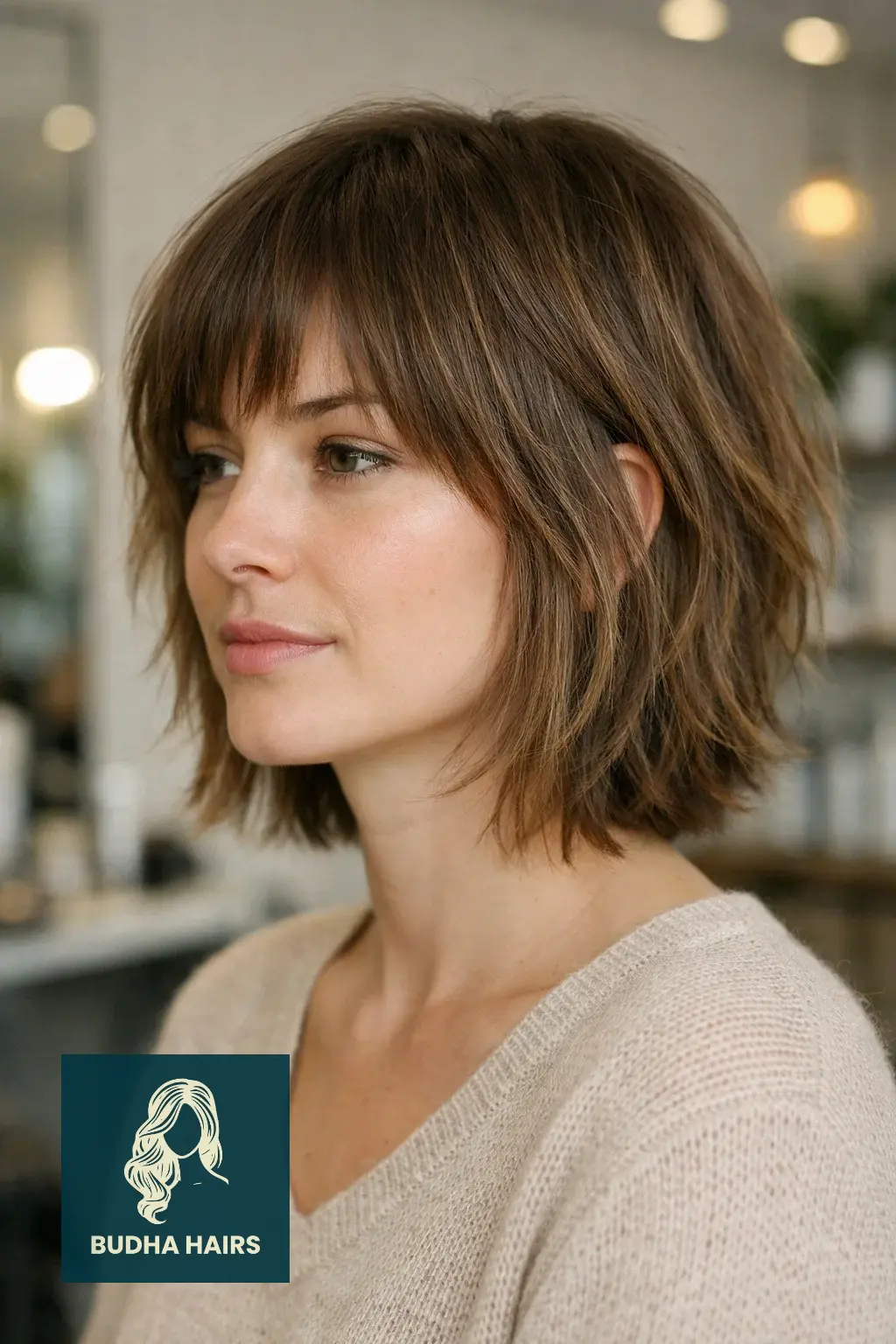 35 Trendy Short Shag Haircuts for Women to Try in 2026 2 Chin-Length Shag with Wispy Bangs