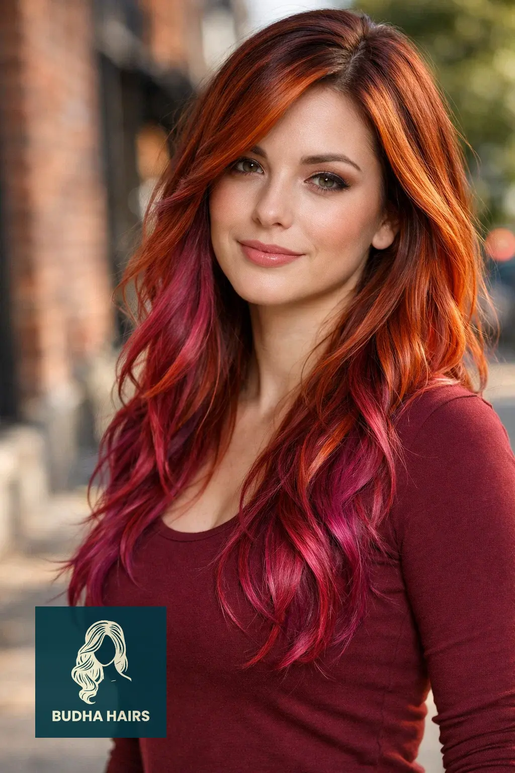 25 Best Unique Dyed Hair Ideas for a Vibrant, Trendy Look 23 Copper and Magenta "Fire" Melt