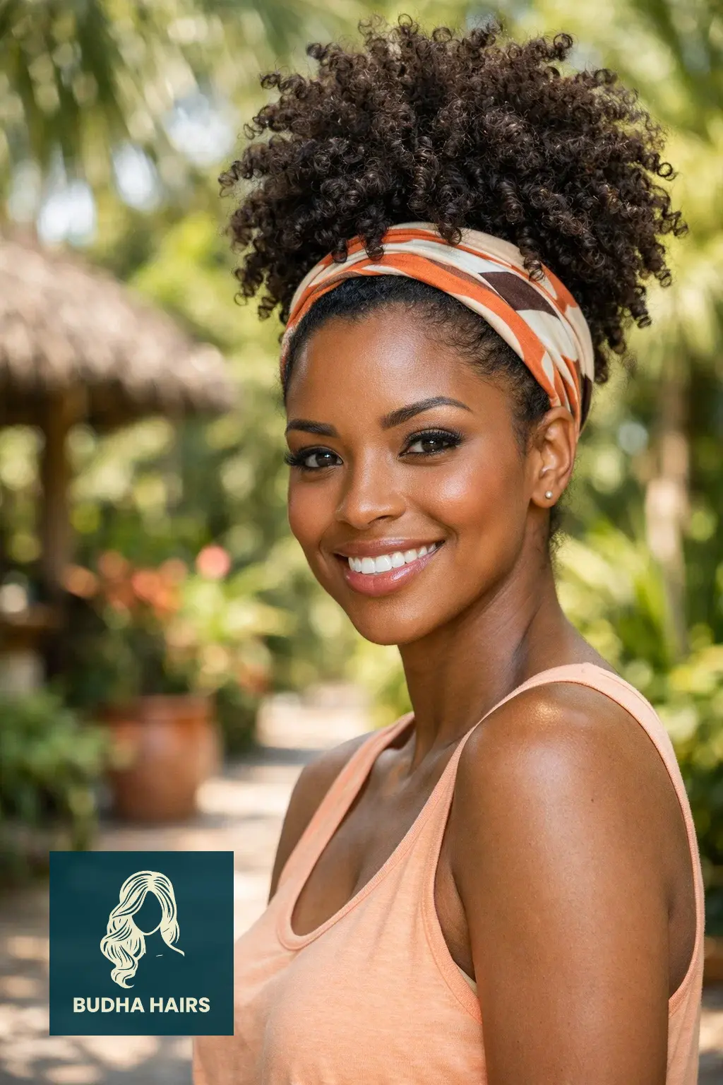 40 Best Vacation Hairstyles for Black Women: Protective & Chic 31 Curly Pineapple with a Wide Headband
