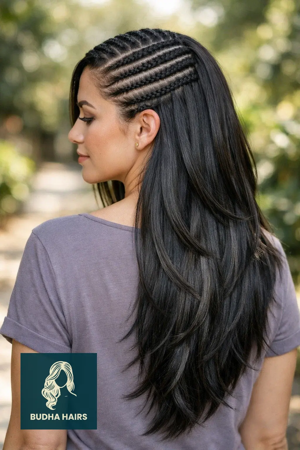 30 Best Braids with Sew In in the Back for a Glamorous Look 19 Diagonal Cornrows with Long Layered Weave