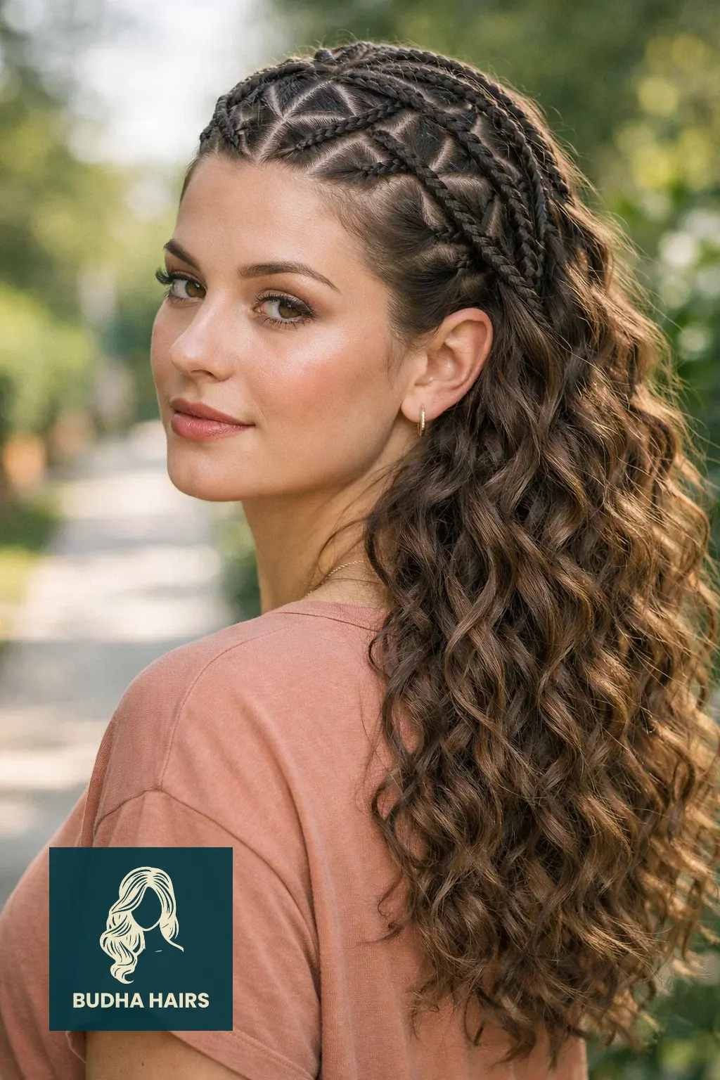 30 Best Braids with Sew In in the Back for a Glamorous Look 30 Diamond Parted Braids with Bohemian Curls