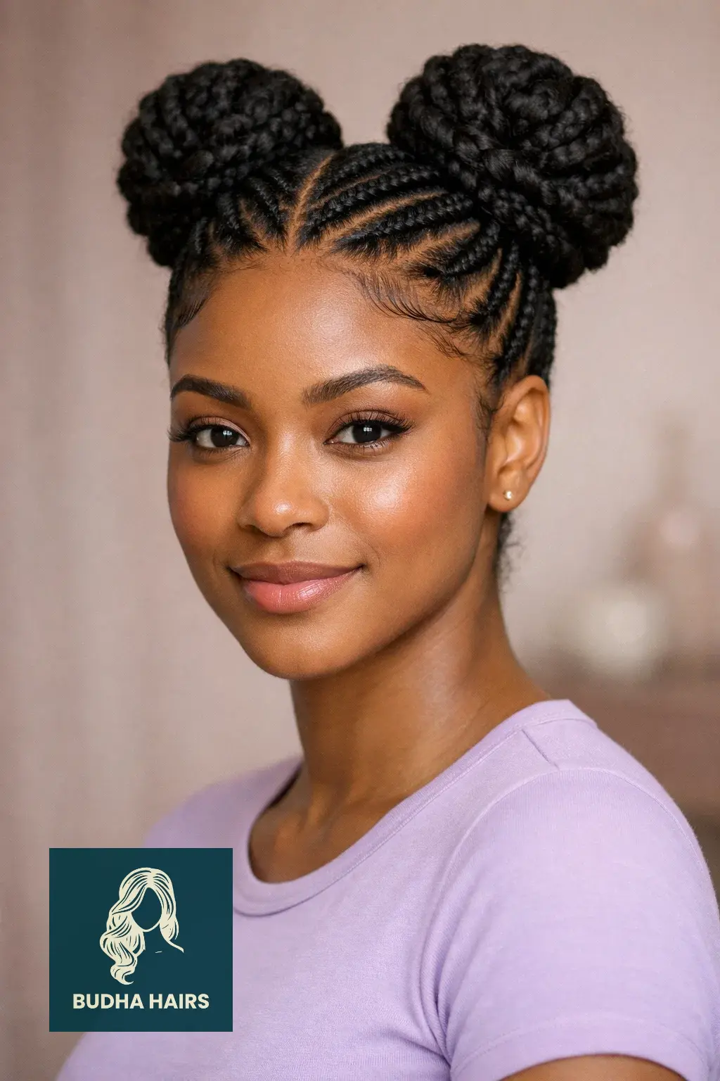 25 Cornrows Braids For Black Women To Elevate Your Everyday Style 13 Double Bun Cornrow Updo