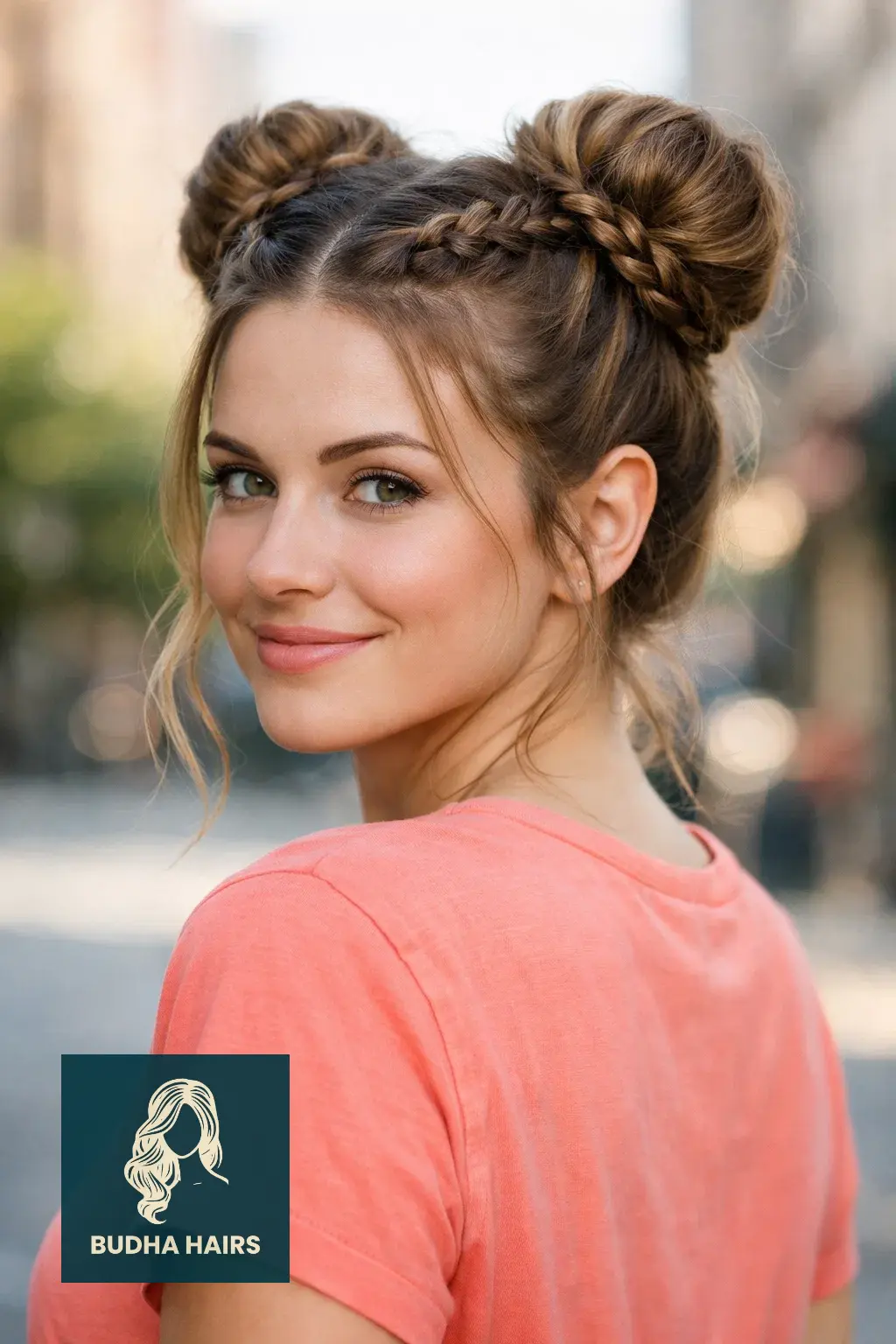 40 Best Engagement Hairstyles for a Romantic, Radiant Look 36 Double-Dutch Braided Buns (Space Buns)