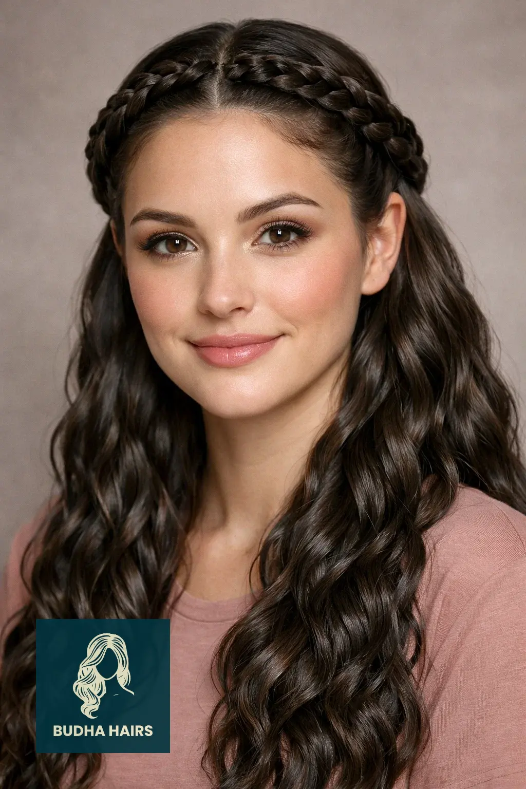 30 Best Braids with Sew In in the Back for a Glamorous Look 28 Double Halo Braids with Water Wave Sew-In