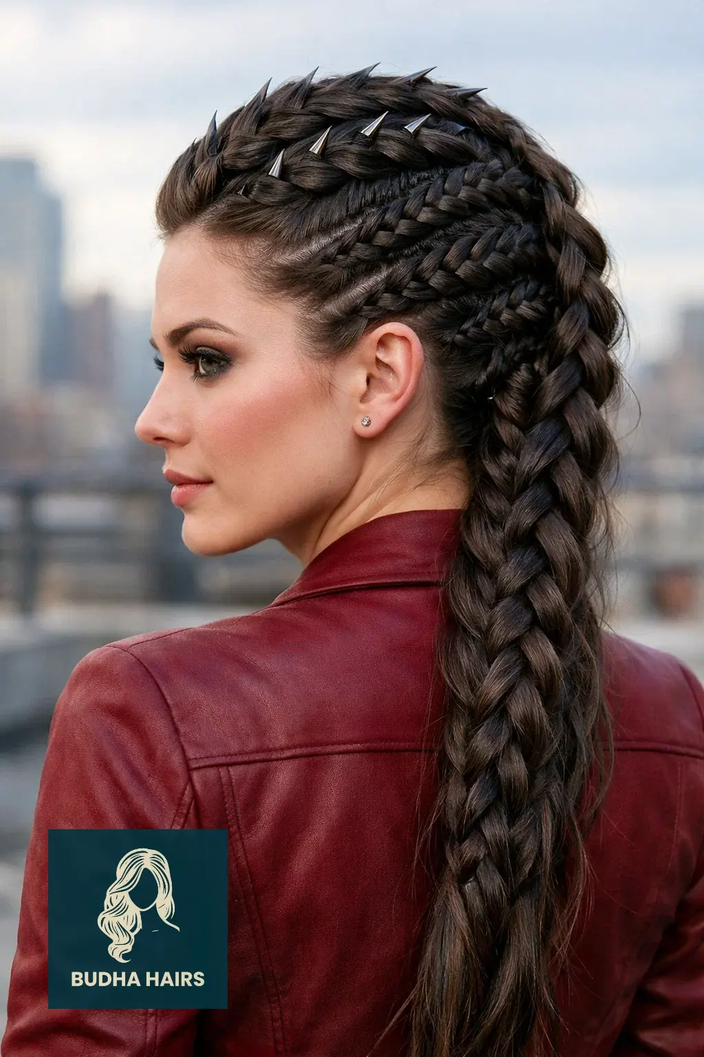 30 Most Enchanting Whimsical Hairstyles for a Magical Look 26 Dragon-Scale Braided Mohawk with Metallic Spikes