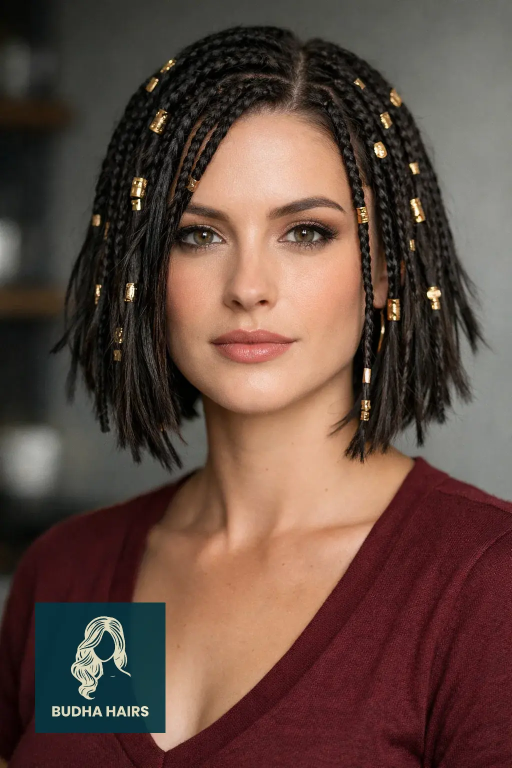 35 Stylish Boho Bob Knotless Braids for Fresh Looks 17 Edgy "Goddess" Bob with Gold Cuffs
