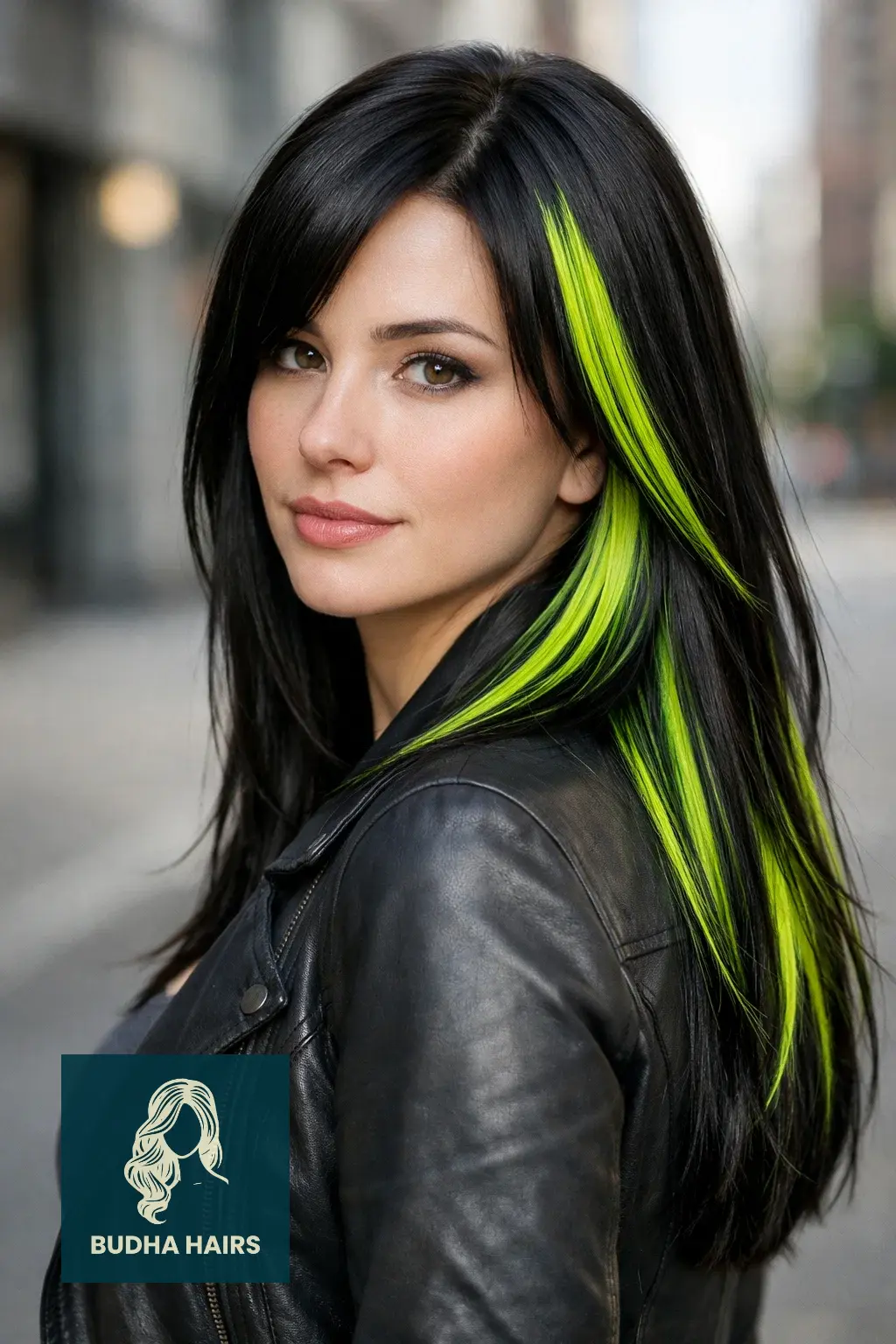 25 Best Unique Dyed Hair Ideas for a Vibrant, Trendy Look 12 Electric Lime and Black Contrast