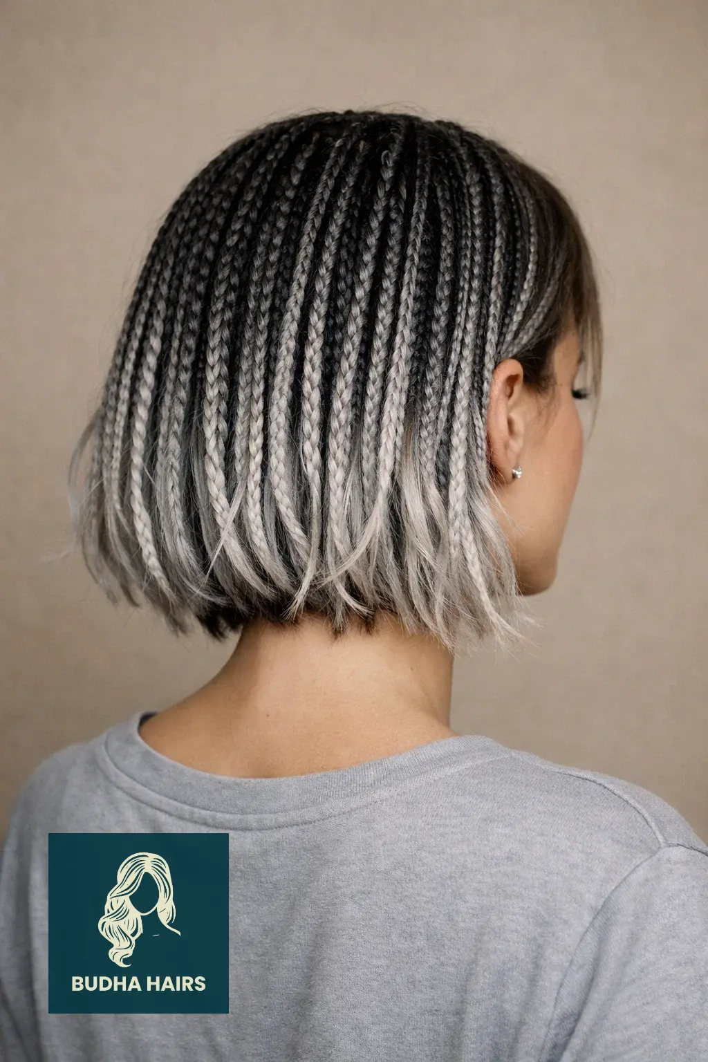 35 Stylish Boho Bob Knotless Braids for Fresh Looks 24 Elegant Silver and Charcoal Ombre Bob