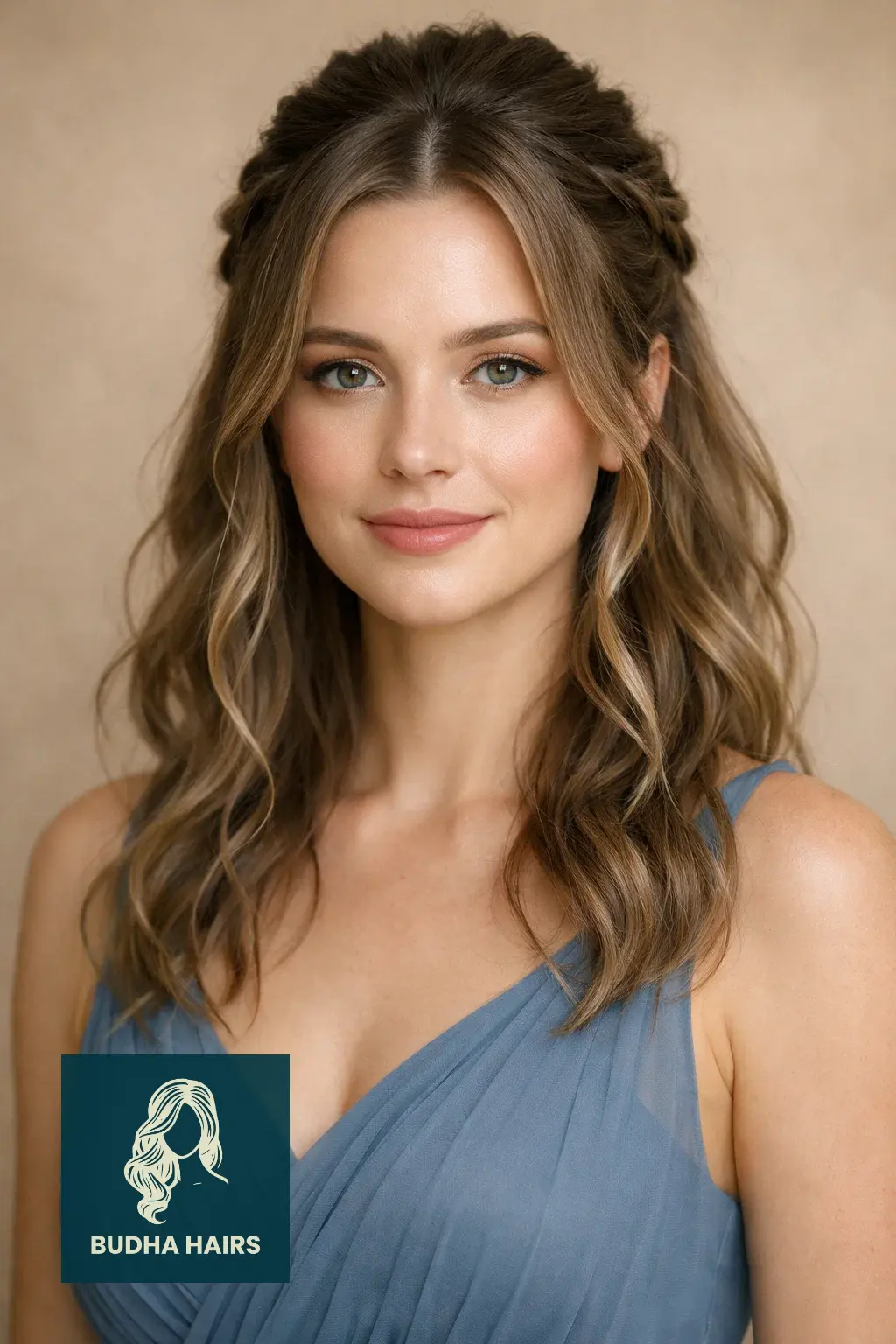 30 Bridesmaid Hairstyles That Blend Elegance with Modern Style 4 Ethereal Half-Up Style with "Waterfall" Tendrils