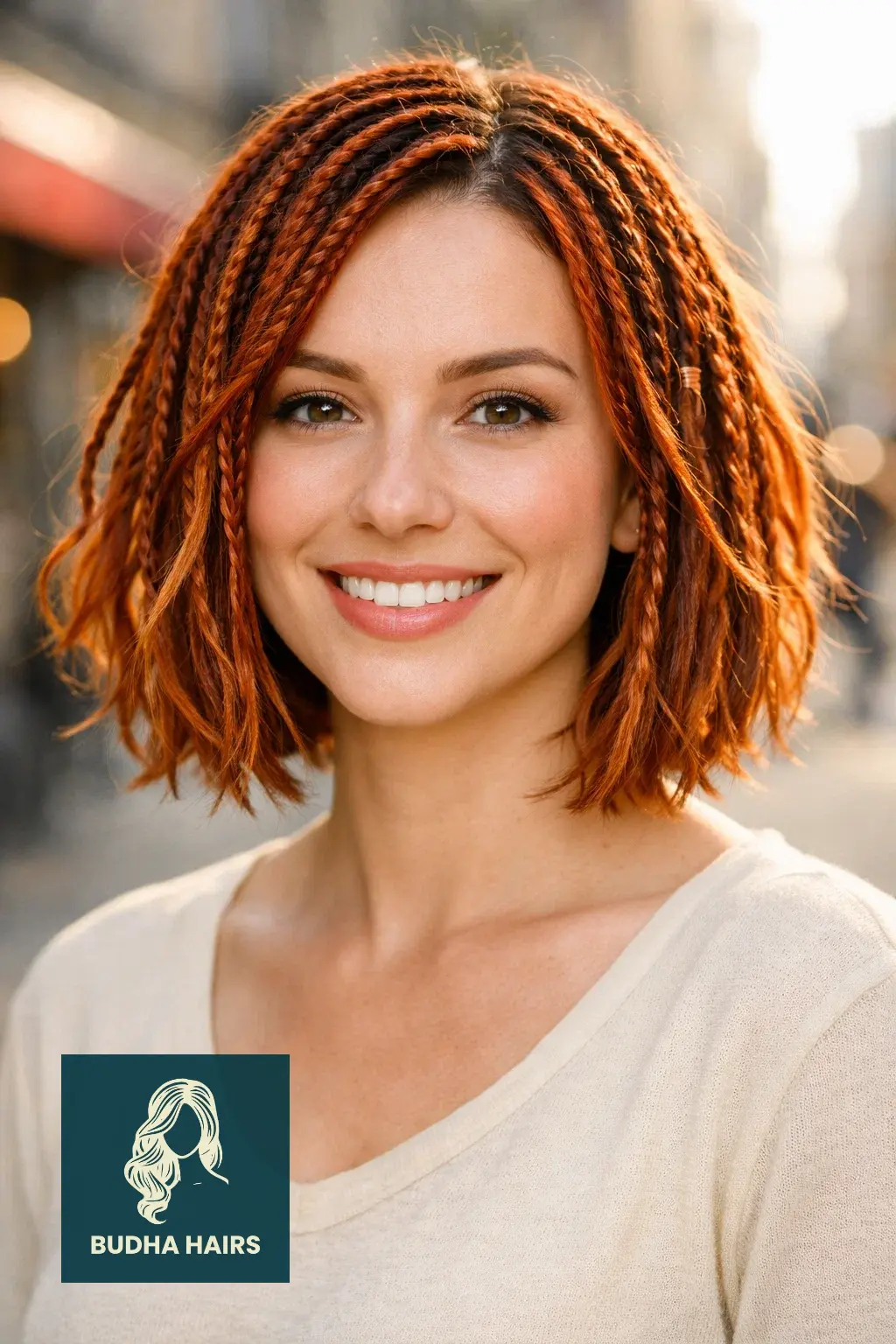 35 Stylish Boho Bob Knotless Braids for Fresh Looks 21 Fiery Copper and Auburn Fusion Bob