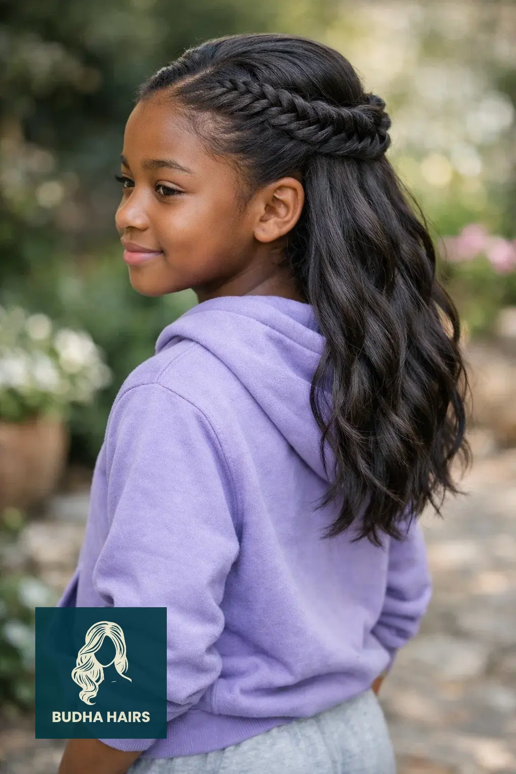 30 Adorable Braid Hairstyles for Kids You Will Love 9 Fishtail Braid Half-Up Style