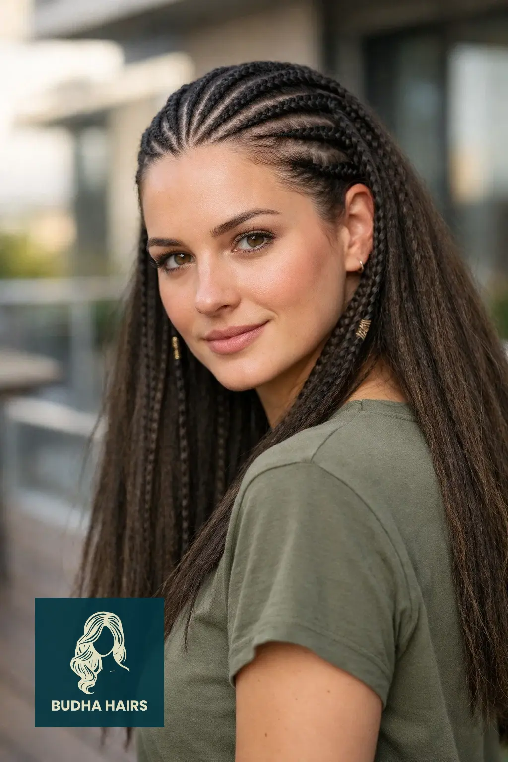 30 Best Braids with Sew In in the Back for a Glamorous Look 6 Fulani Braids with Kinky Straight Extensions