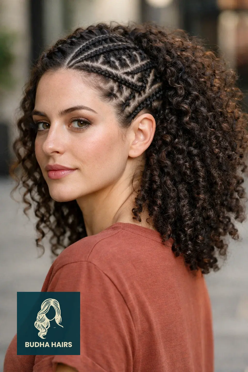 30 Best Braids with Sew In in the Back for a Glamorous Look 13 Geometric Braids with Kinky Curly Weavee