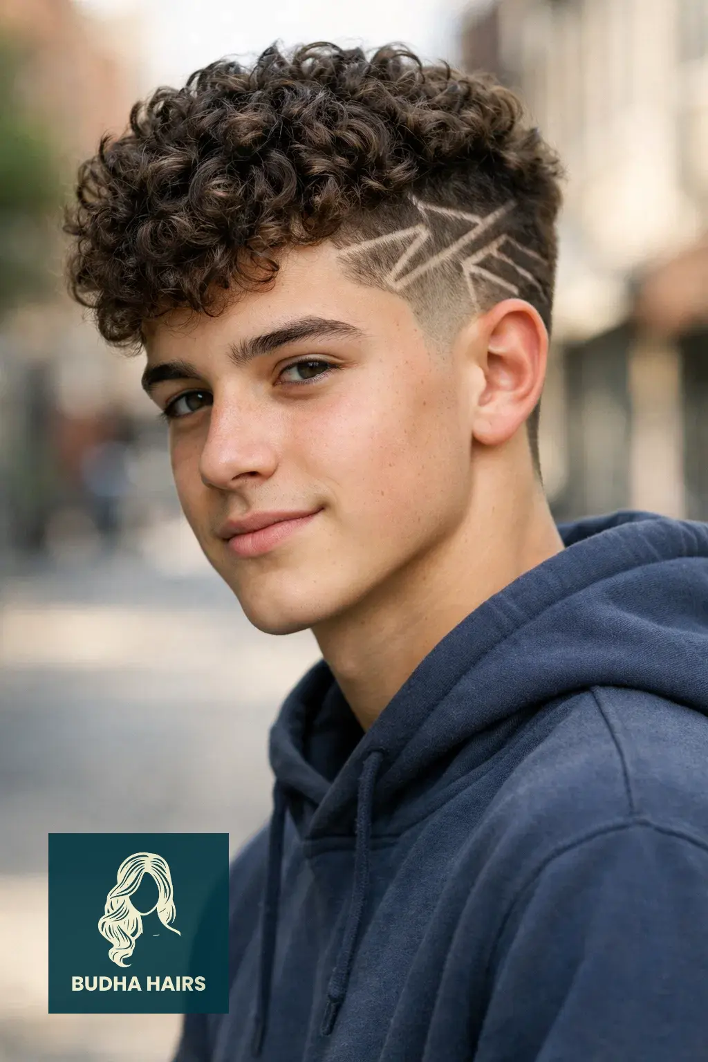 35 Cool Haircuts For Boys With Curly Hair That Show Off Texture 26 Geometric Shaved Designs with Curls