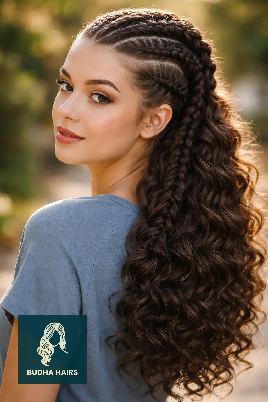30 Best Braids with Sew In in the Back for a Glamorous Look 3 Goddess Braids with Curly Sew-In