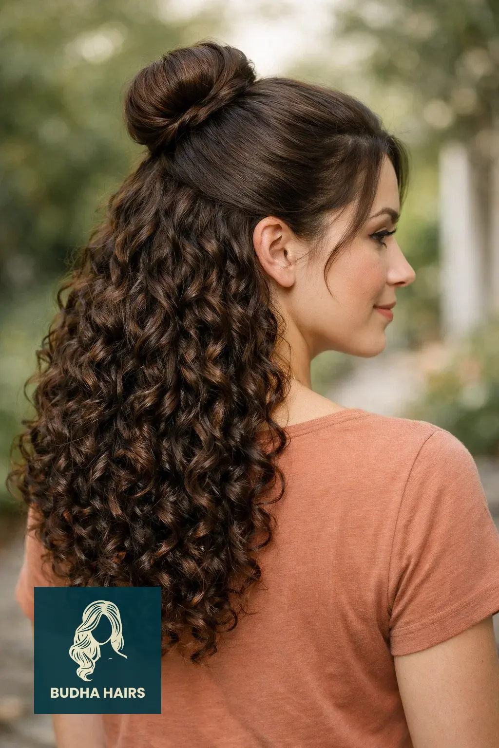 30 Best Braids with Sew In in the Back for a Glamorous Look 15 Half-Up Bun with Deep Curly Back